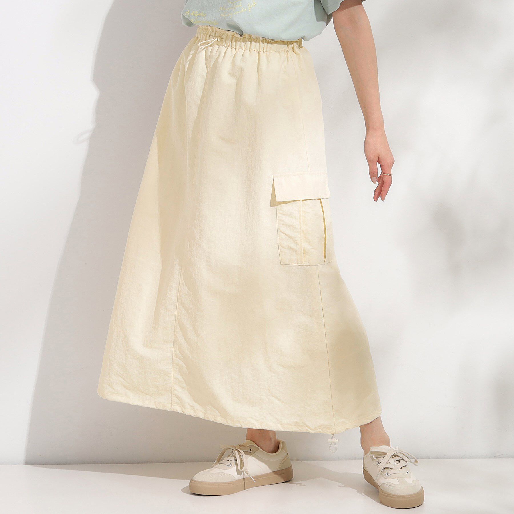 SHOO･LA･RUE「【2WAY/S-LL】バルーンシルエットにもなる ナイロンカーゴスカート」|スカート|