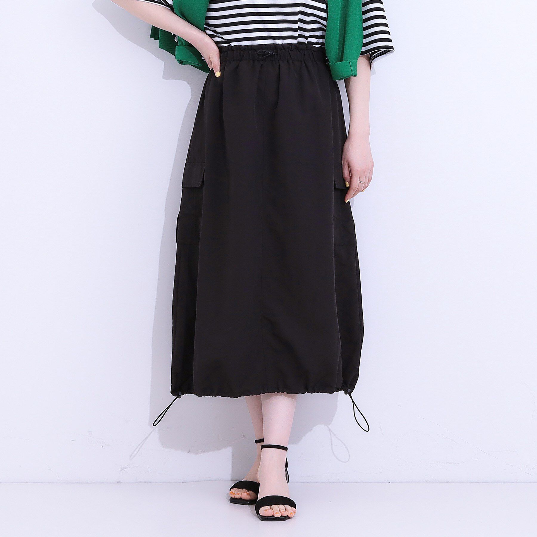 SHOO･LA･RUE「【2WAY/S-LL】バルーンシルエットにもなる ナイロンカーゴスカート」|スカート|