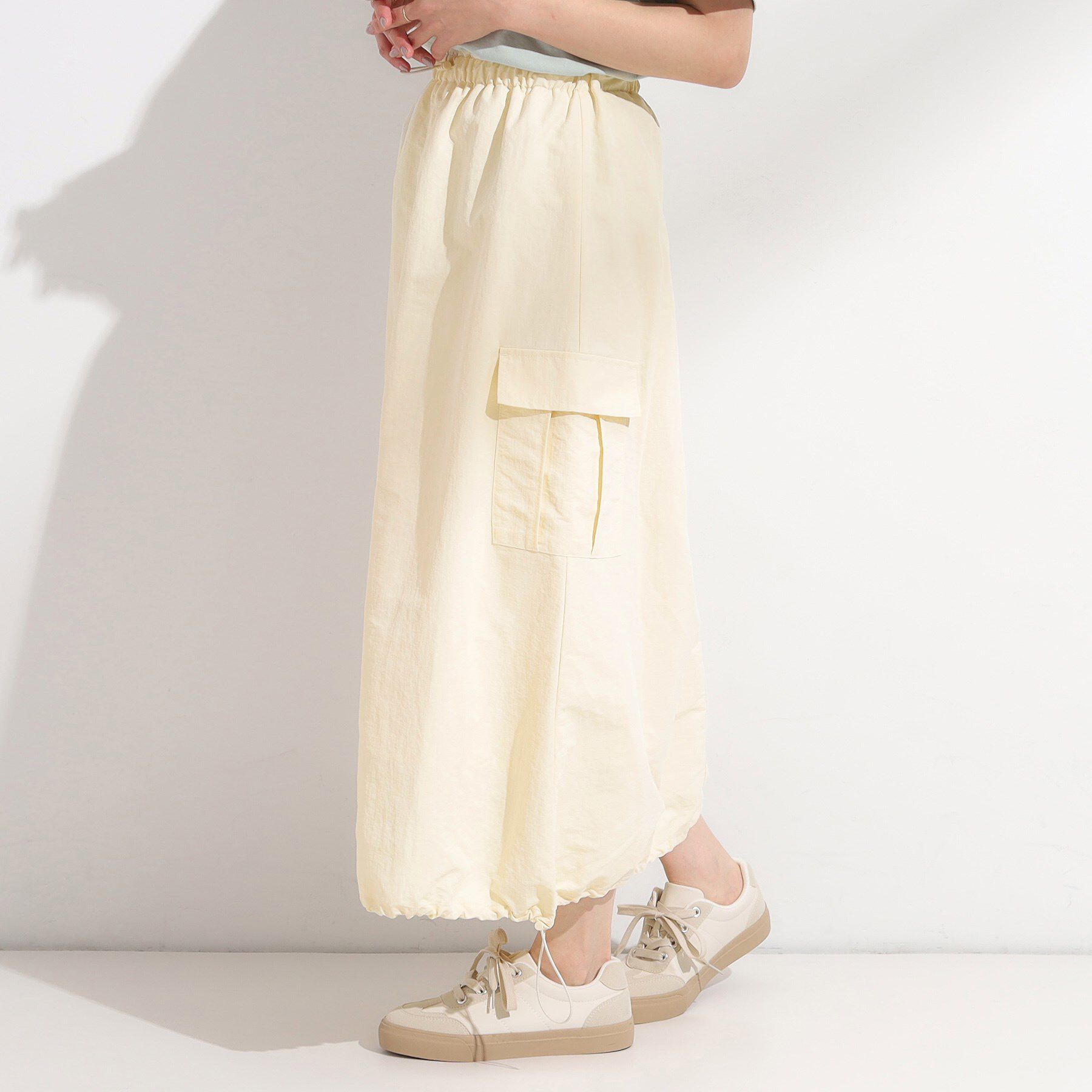 SHOO･LA･RUE「【2WAY/S-LL】バルーンシルエットにもなる ナイロンカーゴスカート」|スカート|