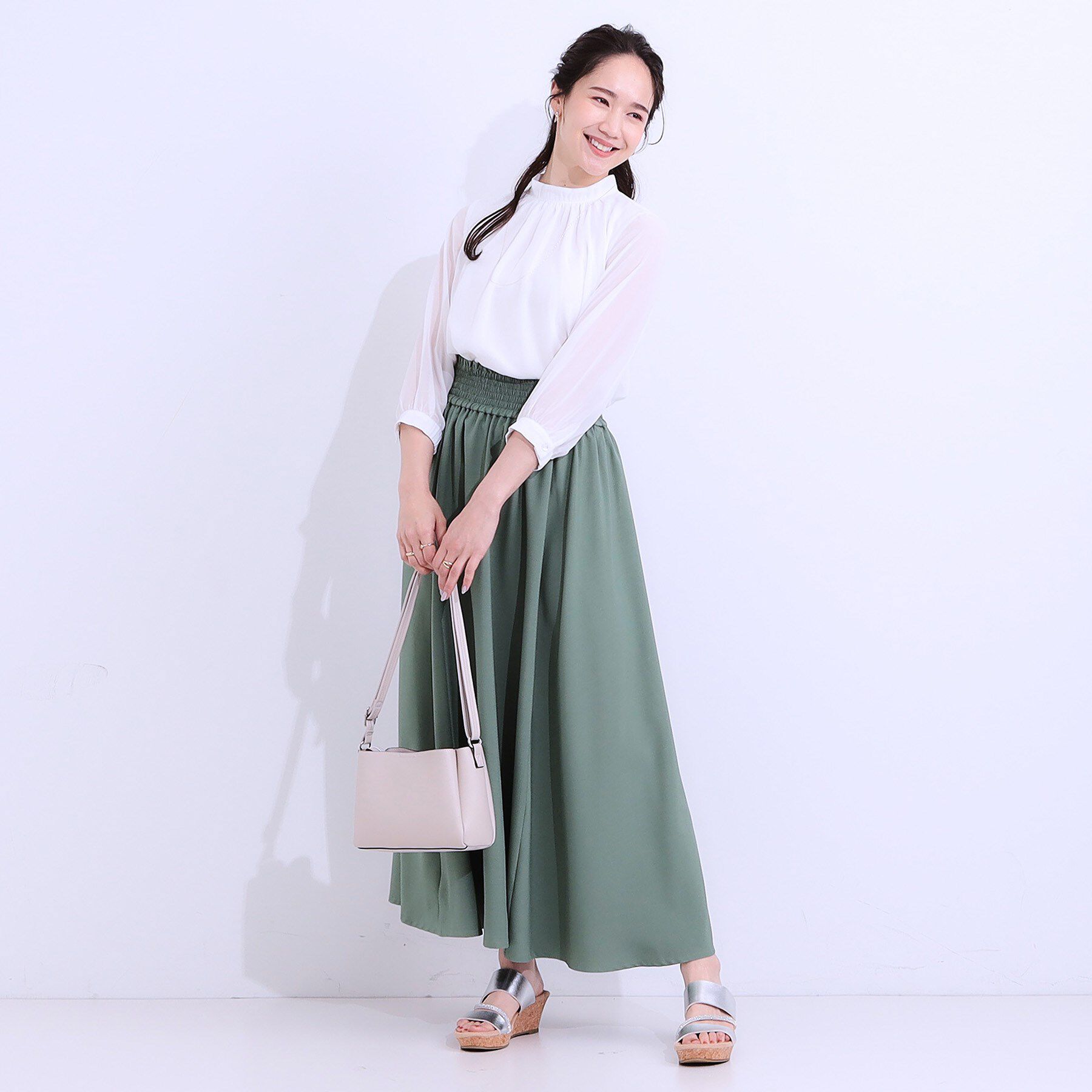 SHOO･LA･RUE「【S-LL】首元ギャザーが大人上品な シフォンブラウス」|シャツ・ブラウス|