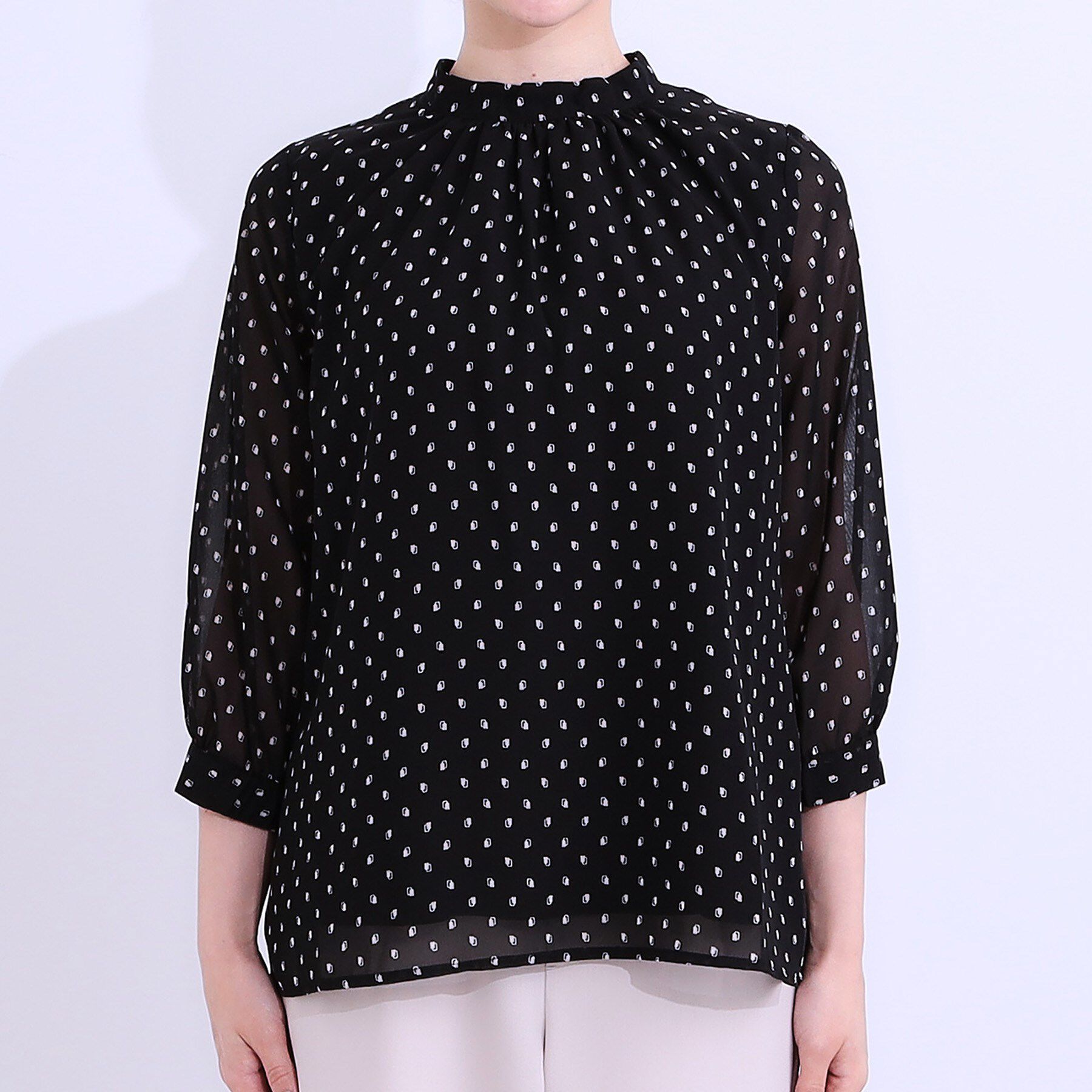 SHOO･LA･RUE「【S-LL】首元ギャザーが大人上品な シフォンブラウス」|シャツ・ブラウス|