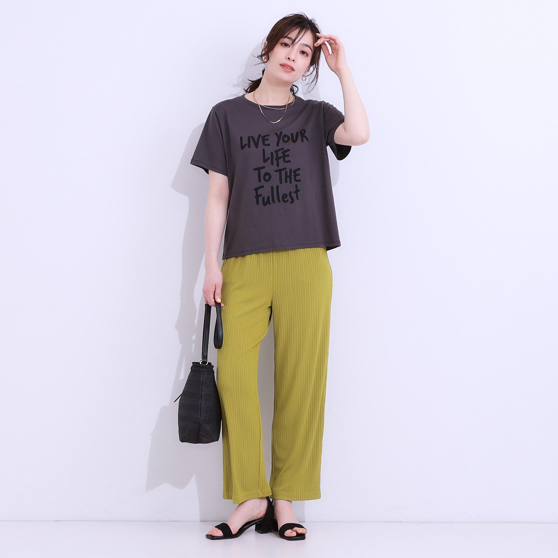 SHOO･LA･RUE「【S-LL】さらっと穿けて動きやすい リブイージーパンツ」|その他|