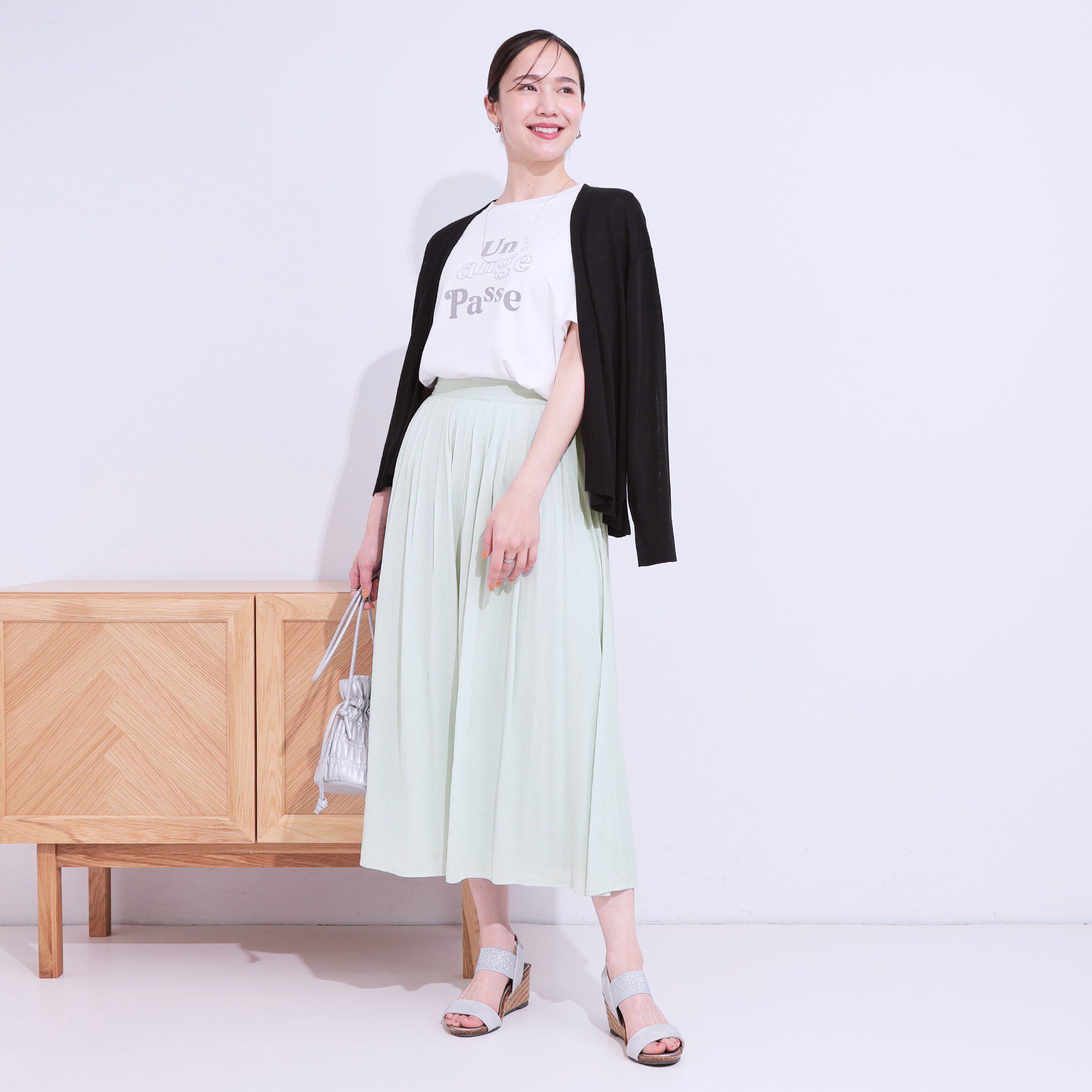 SHOO･LA･RUE「【S-LL/セットアップ可/ひんやり】ふんわりさらっと タックフレアスカート」|スカート|