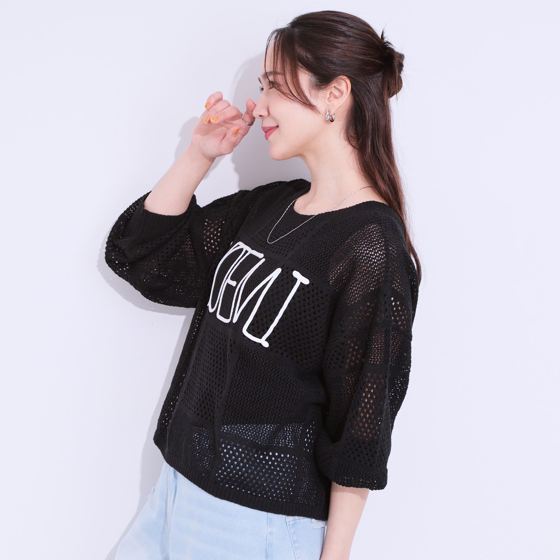 SHOO･LA･RUE「柄コード刺繍アソート メッシュ2WAYカーデ」|カーディガン|