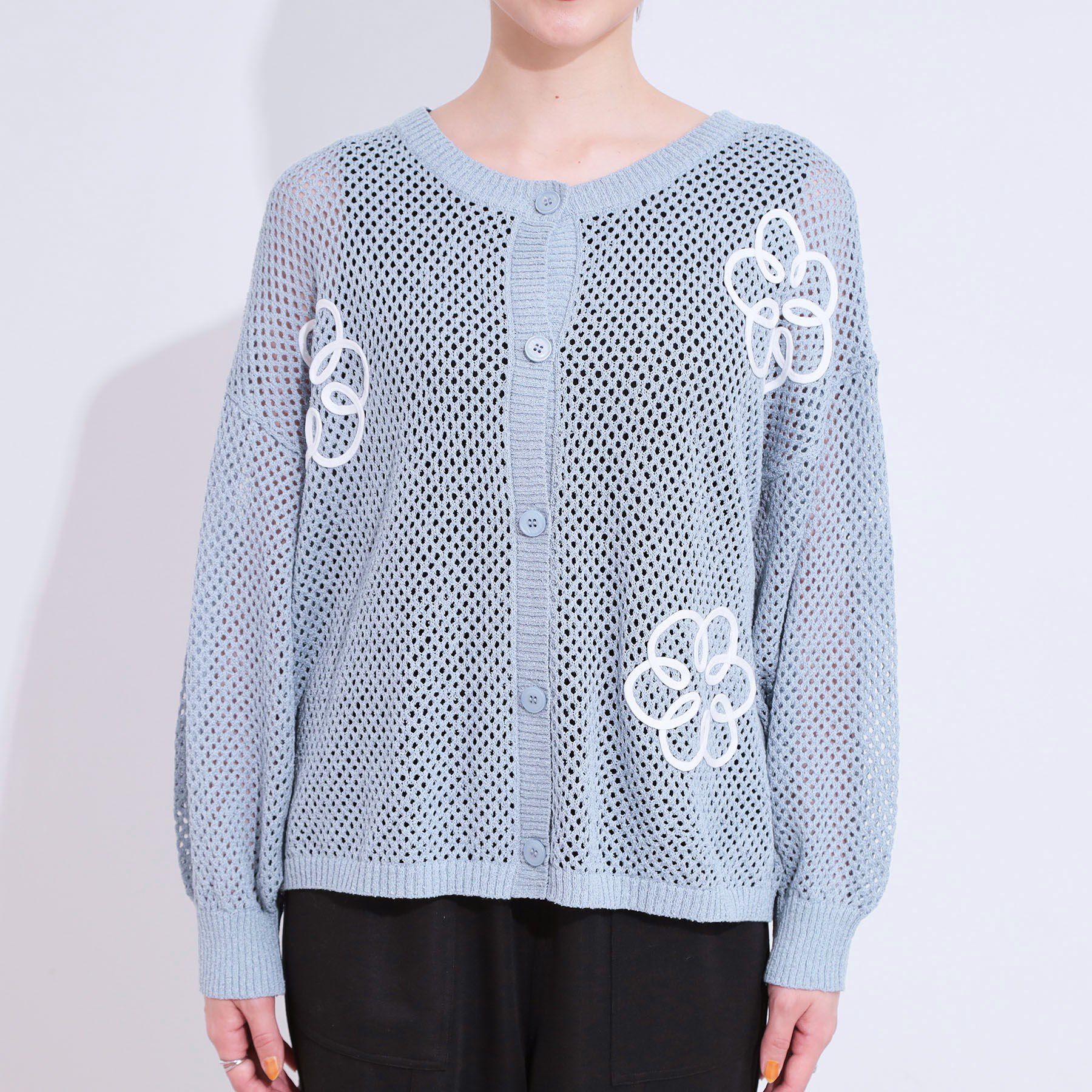 SHOO･LA･RUE「柄コード刺繍アソート メッシュ2WAYカーデ」|カーディガン|