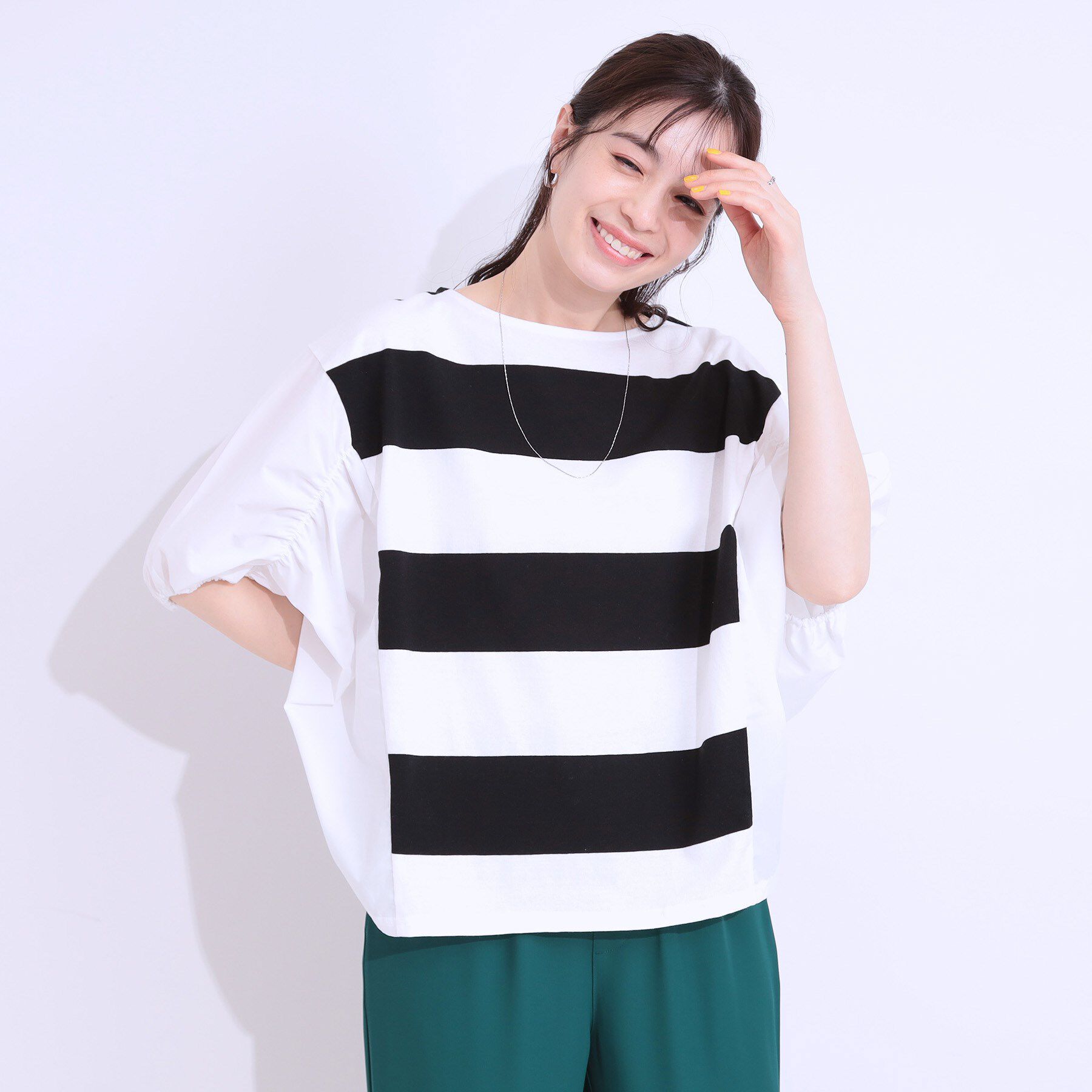 SHOO･LA･RUE「ふわりシルエットが新しい ワイドピッチボーダートップス」|Tシャツ・カットソー|