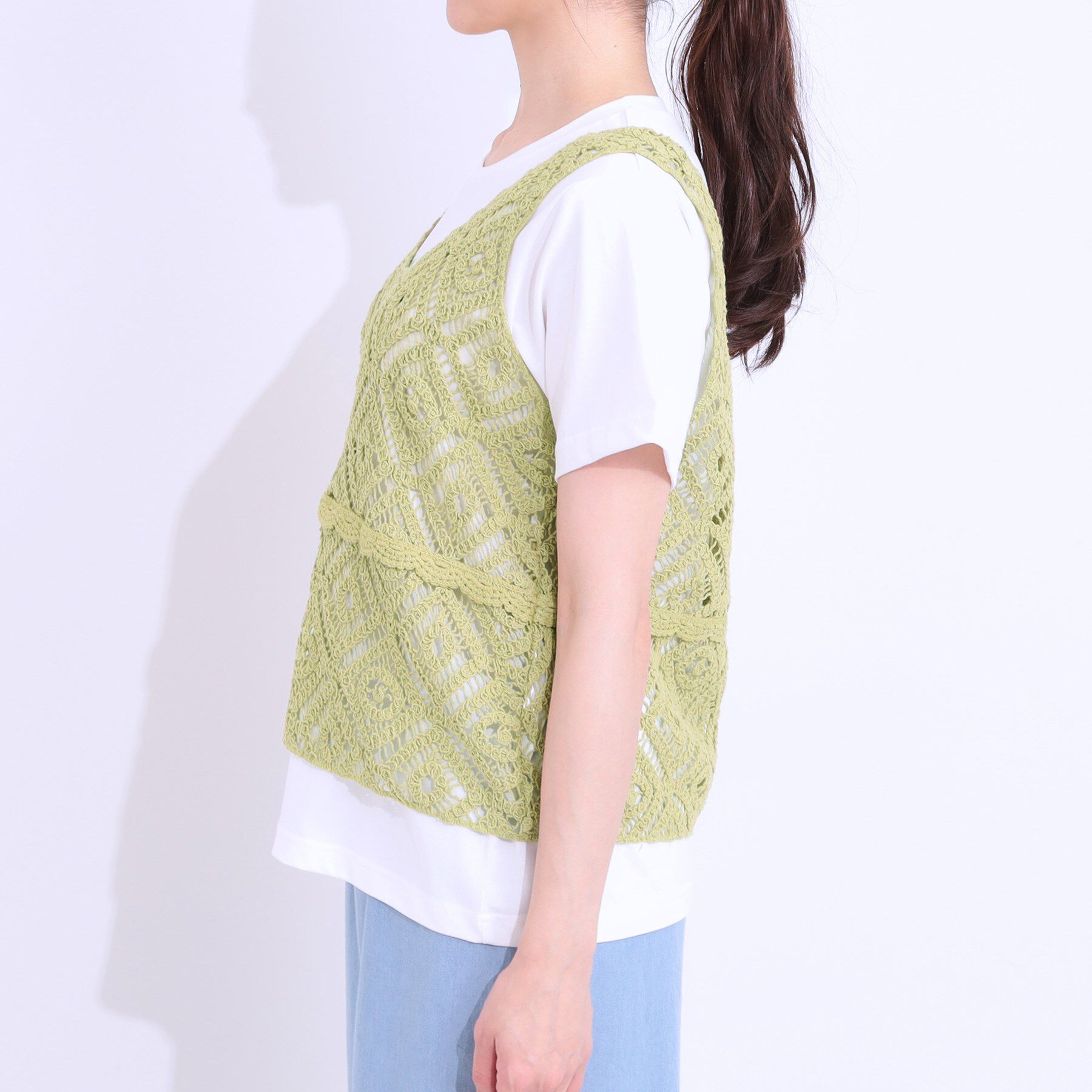 SHOO･LA･RUE「【S-LL/2点セット】大人カジュアルに レースビスチェ+プリントTシャツ」|その他|