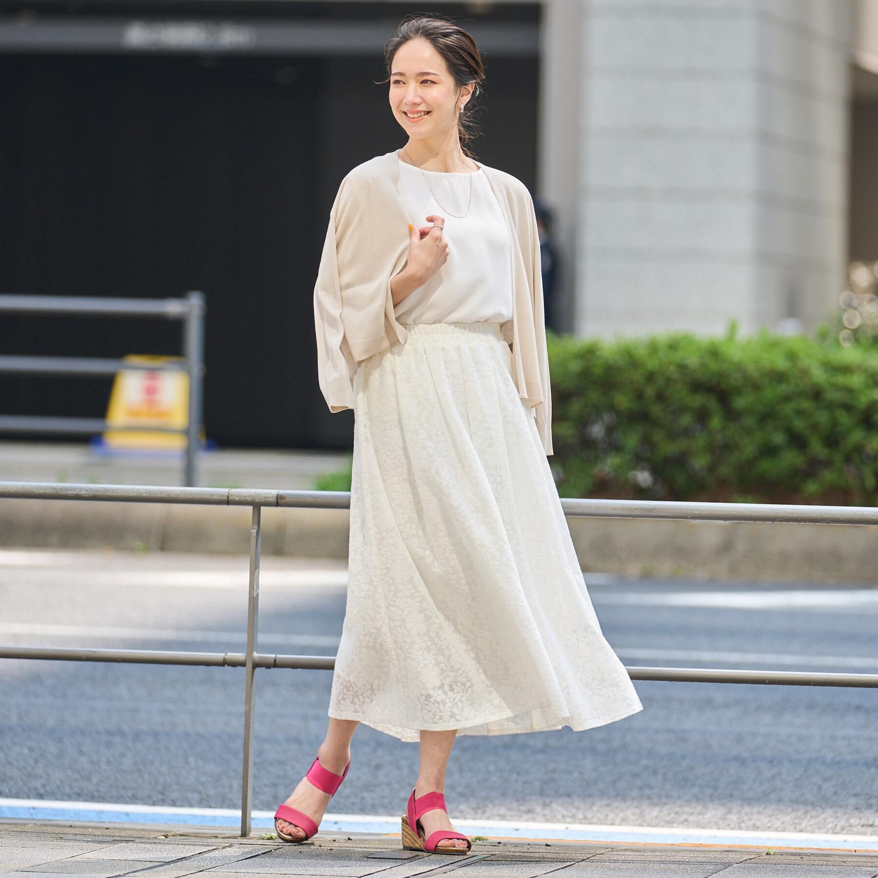 SHOO･LA･RUE「【S-LL】メッシュレースが魅力的なフレアスカート」|スカート|