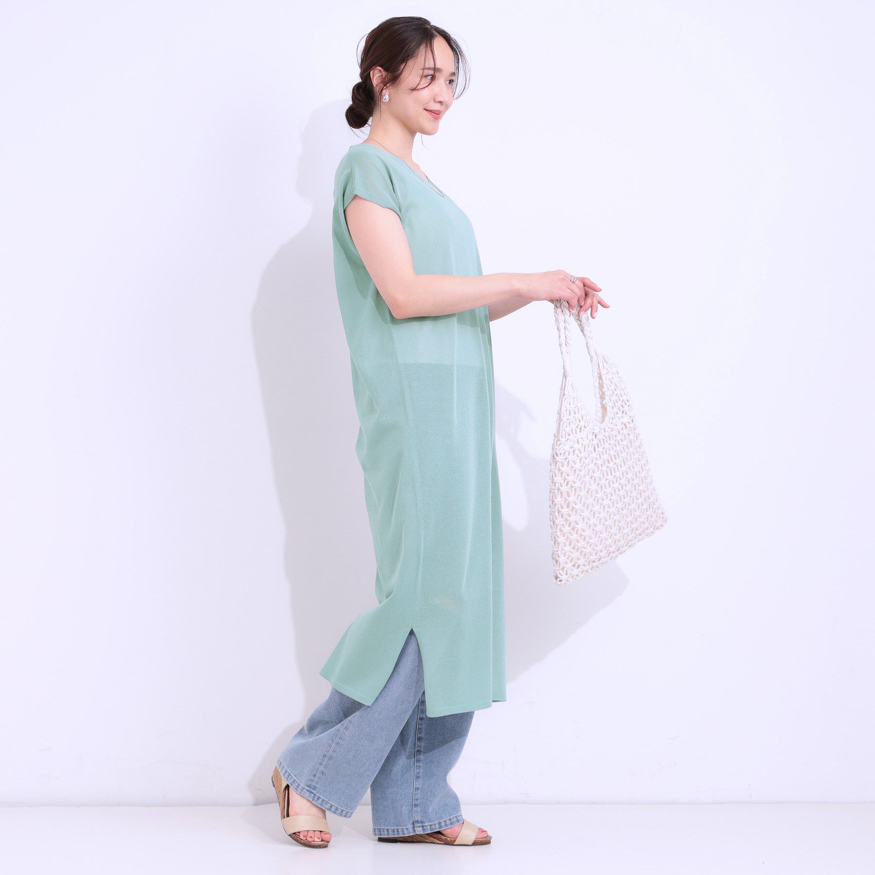 SHOO･LA･RUE「【洗える/S-LL】大人のシアーニットワンピース」|ワンピース|