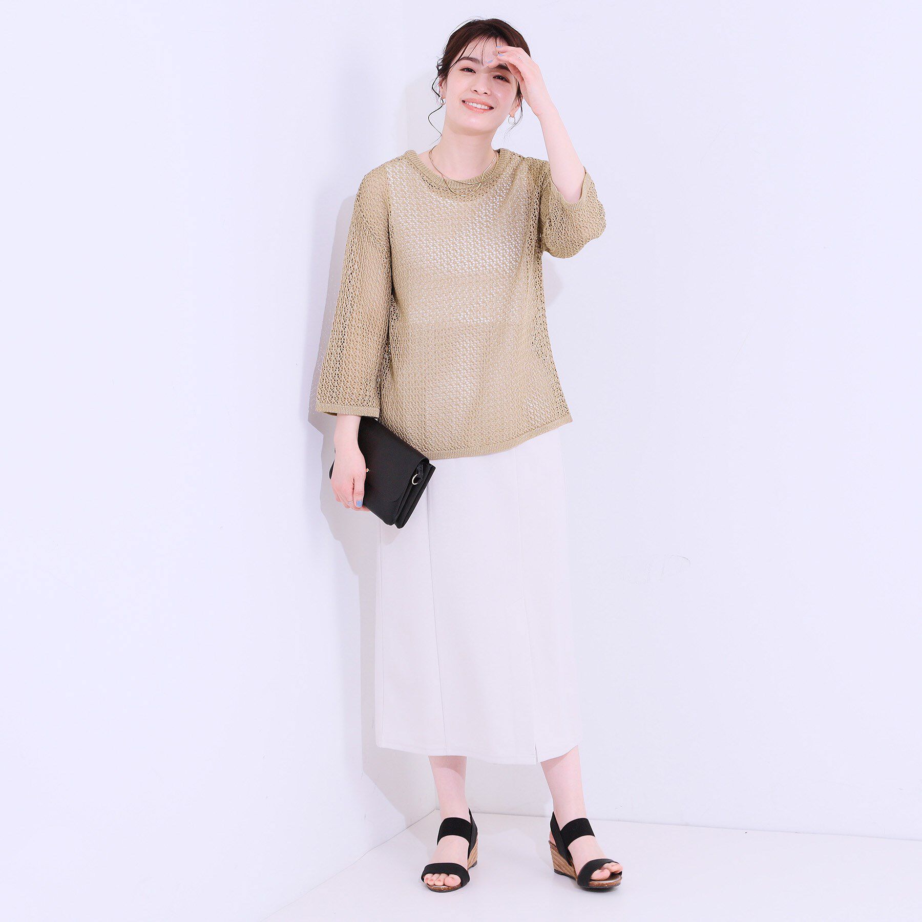 SHOO･LA･RUE「【S-LL/2WAY】ラメが華やか 透かしニットカーディガン」|カーディガン|