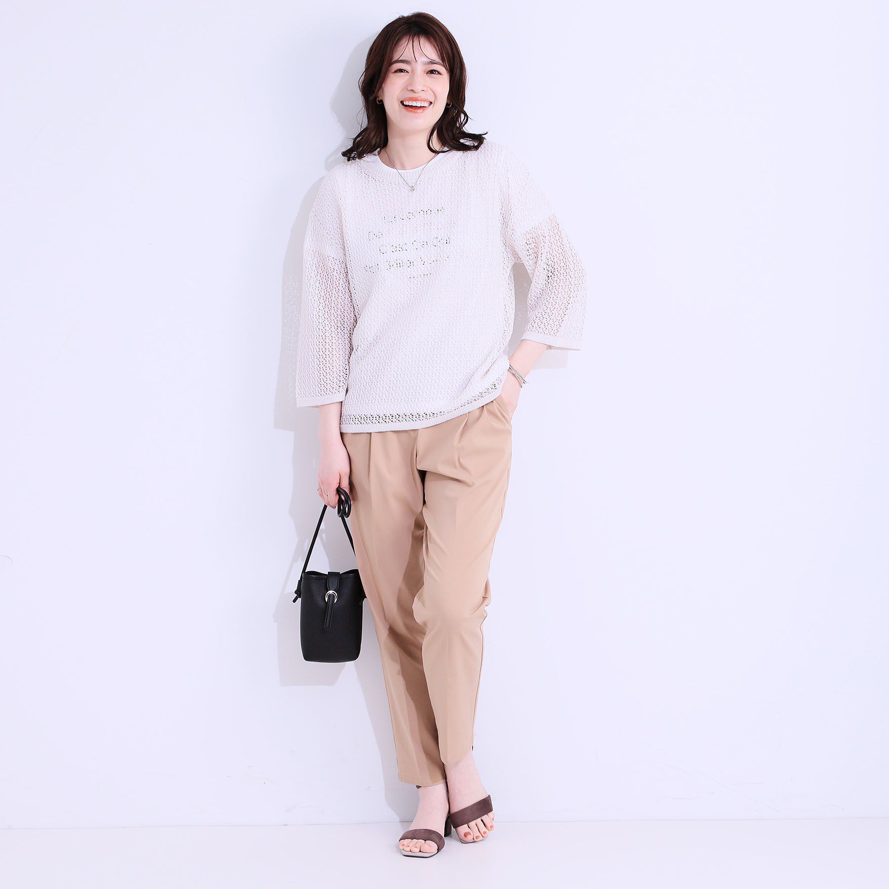 SHOO･LA･RUE「【S-LL/2WAY】ラメが華やか 透かしニットカーディガン」|カーディガン|