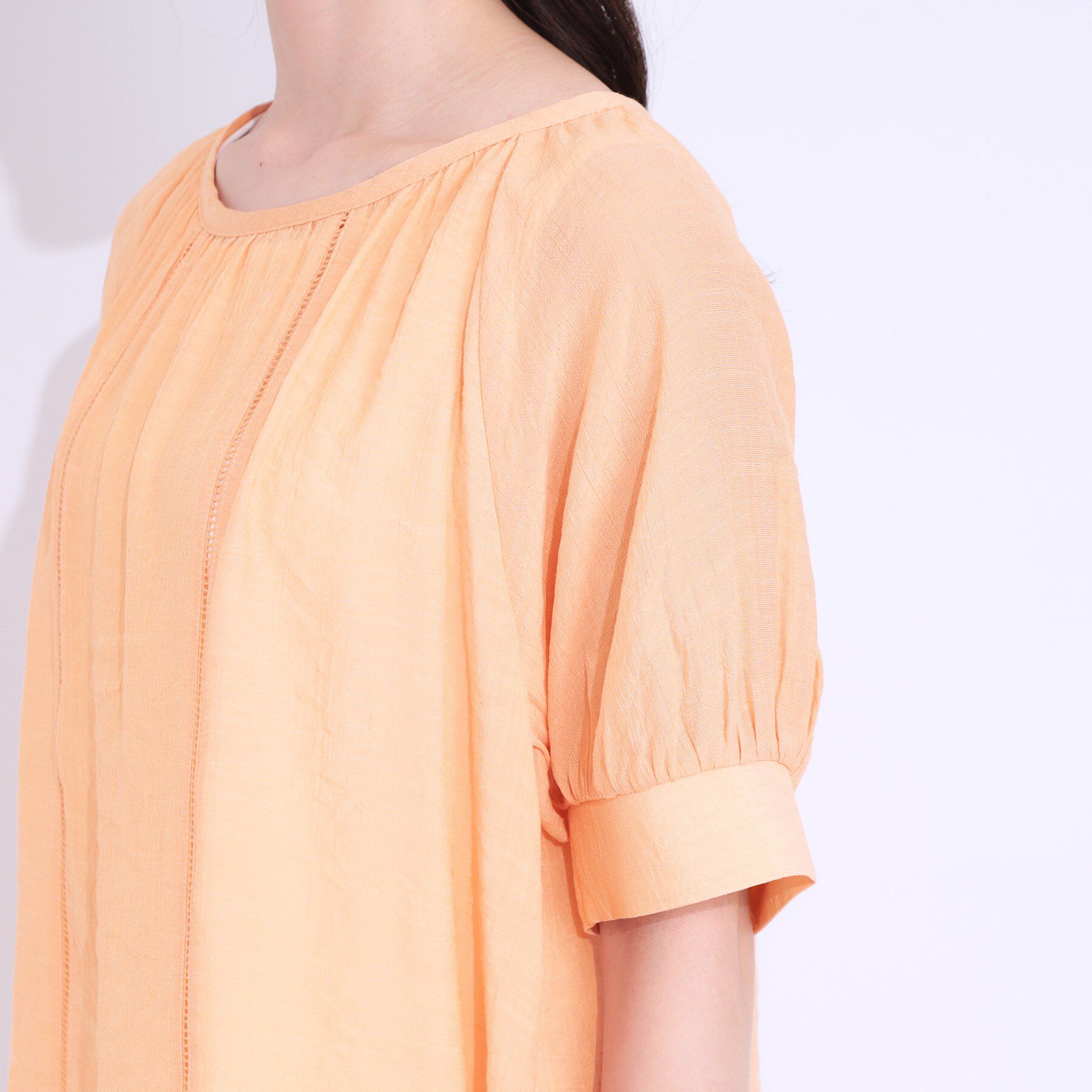 SHOO･LA･RUE「【S-LL/2点セット】インせず着られる はしごレース5分袖ブラウス」|シャツ・ブラウス|