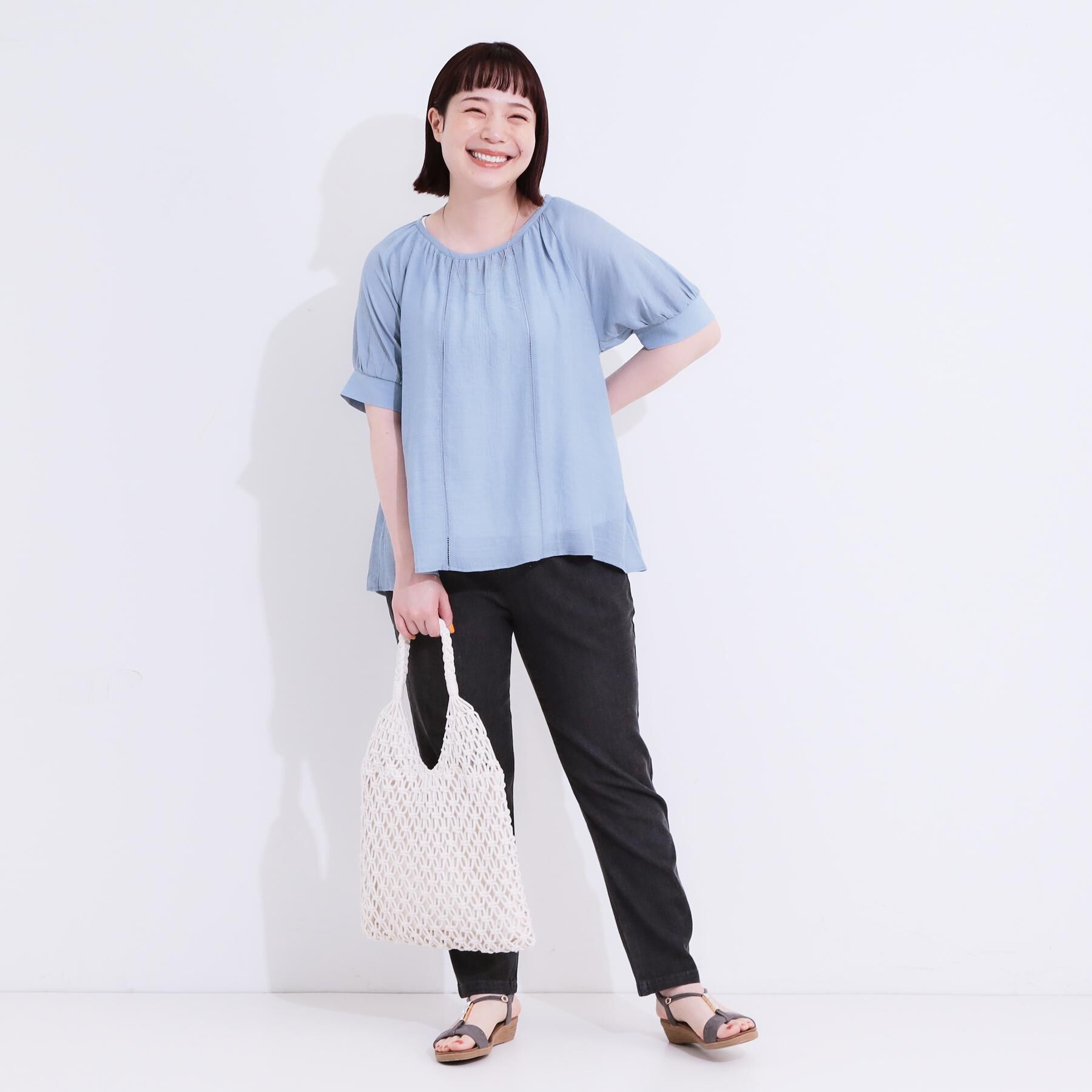 SHOO･LA･RUE「【S-LL/2点セット】インせず着られる はしごレース5分袖ブラウス」|シャツ・ブラウス|