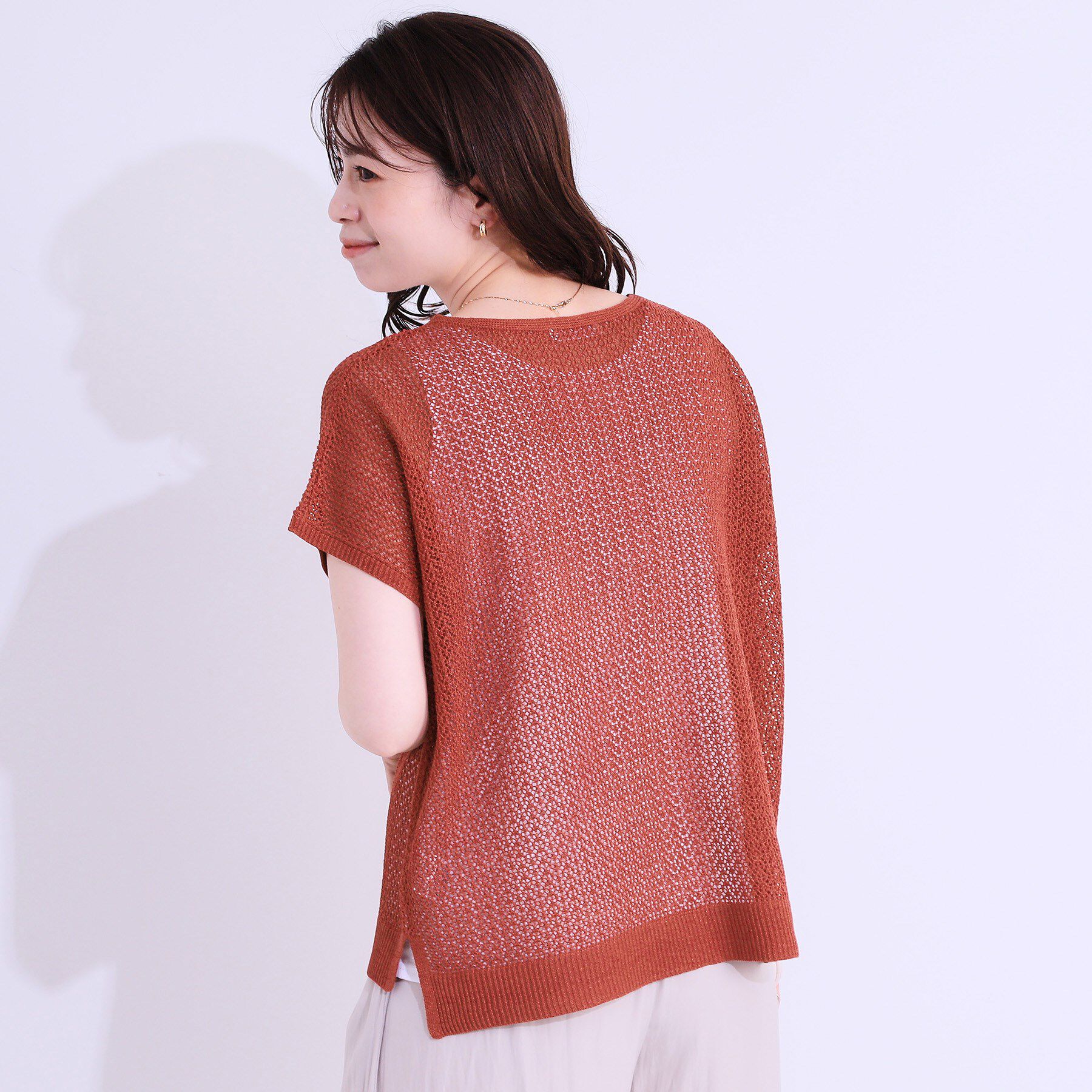 SHOO･LA･RUE「【S-LL/2点セット】程よいラメが上品 透かしニット＋タンクトップ」|ニット・セーター|