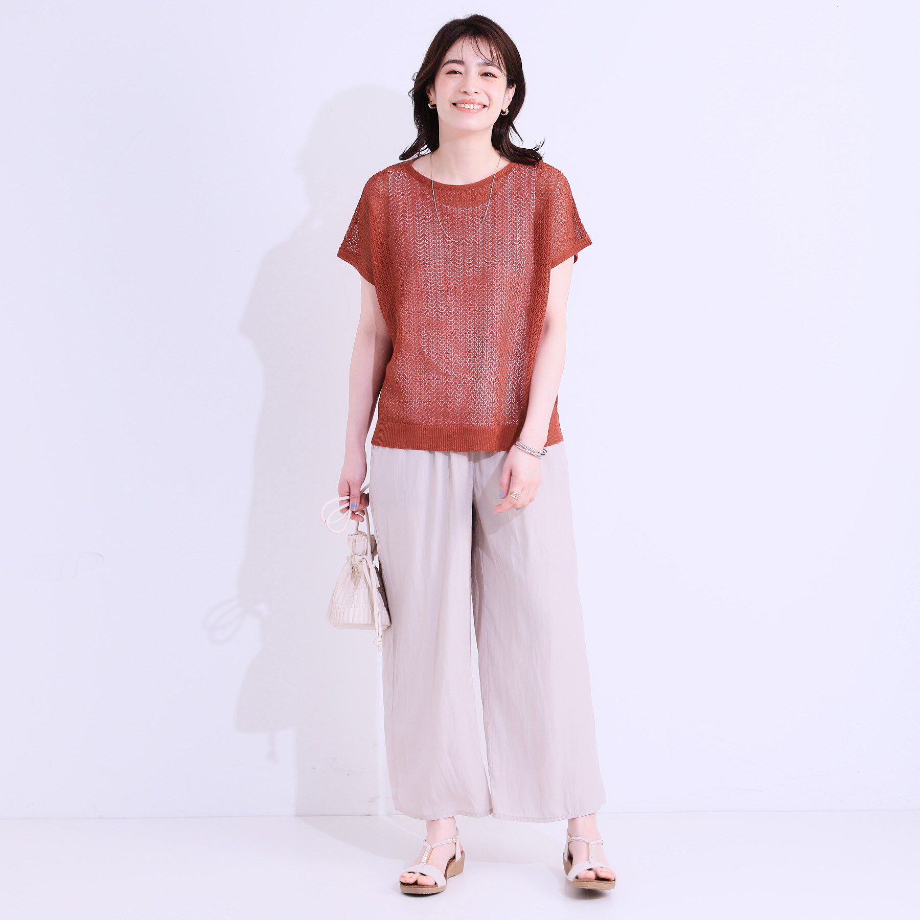 SHOO･LA･RUE「【S-LL/2点セット】程よいラメが上品 透かしニット＋タンクトップ」|ニット・セーター|