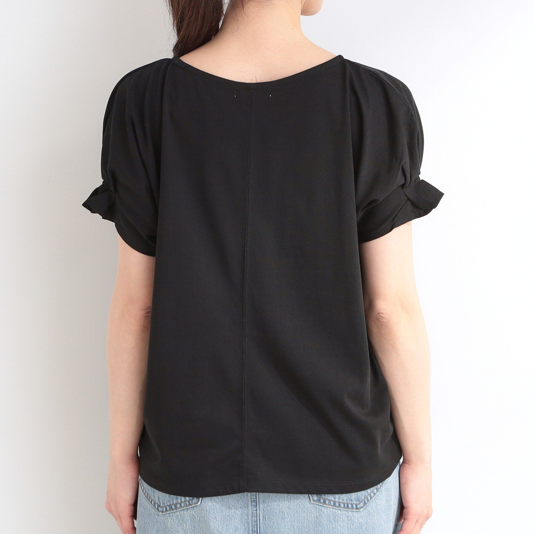 SHOO･LA･RUE「【S-LL/UV/プチプラ】お袖タックで好印象 デザインTシャツ」|Tシャツ・カットソー|