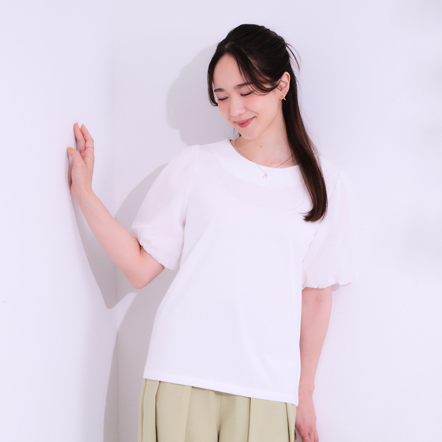 SHOO･LA･RUE「【S-LL/ひんやり/UV】お袖シアー バルーントップス」|Tシャツ・カットソー|