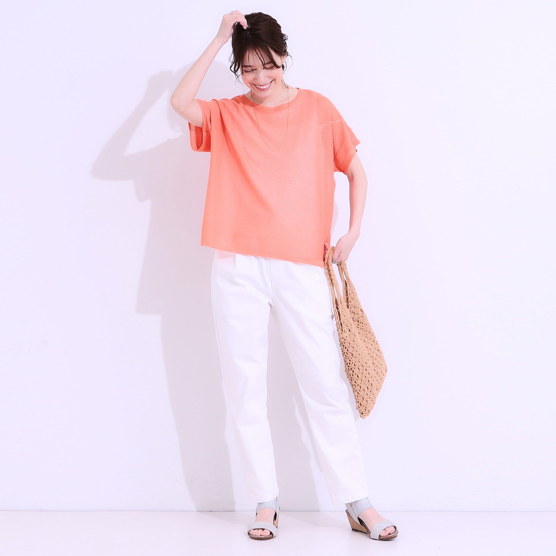 SHOO･LA･RUE「【S-LL/2点セット】涼やかに楽に決まる タンクトップ＋編み柄ニット」|その他|