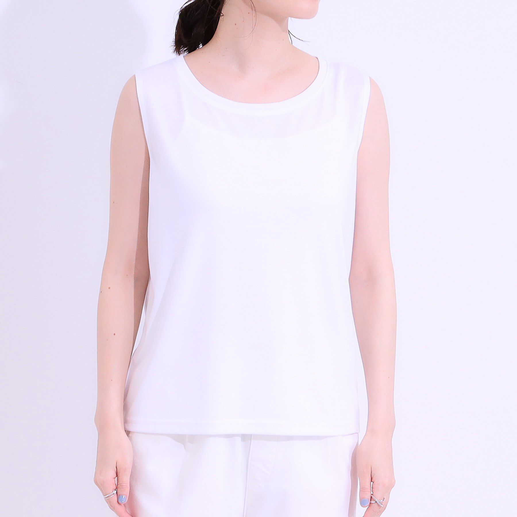 SHOO･LA･RUE「【S-LL/2点セット】涼やかに楽に決まる タンクトップ＋編み柄ニット」|その他|