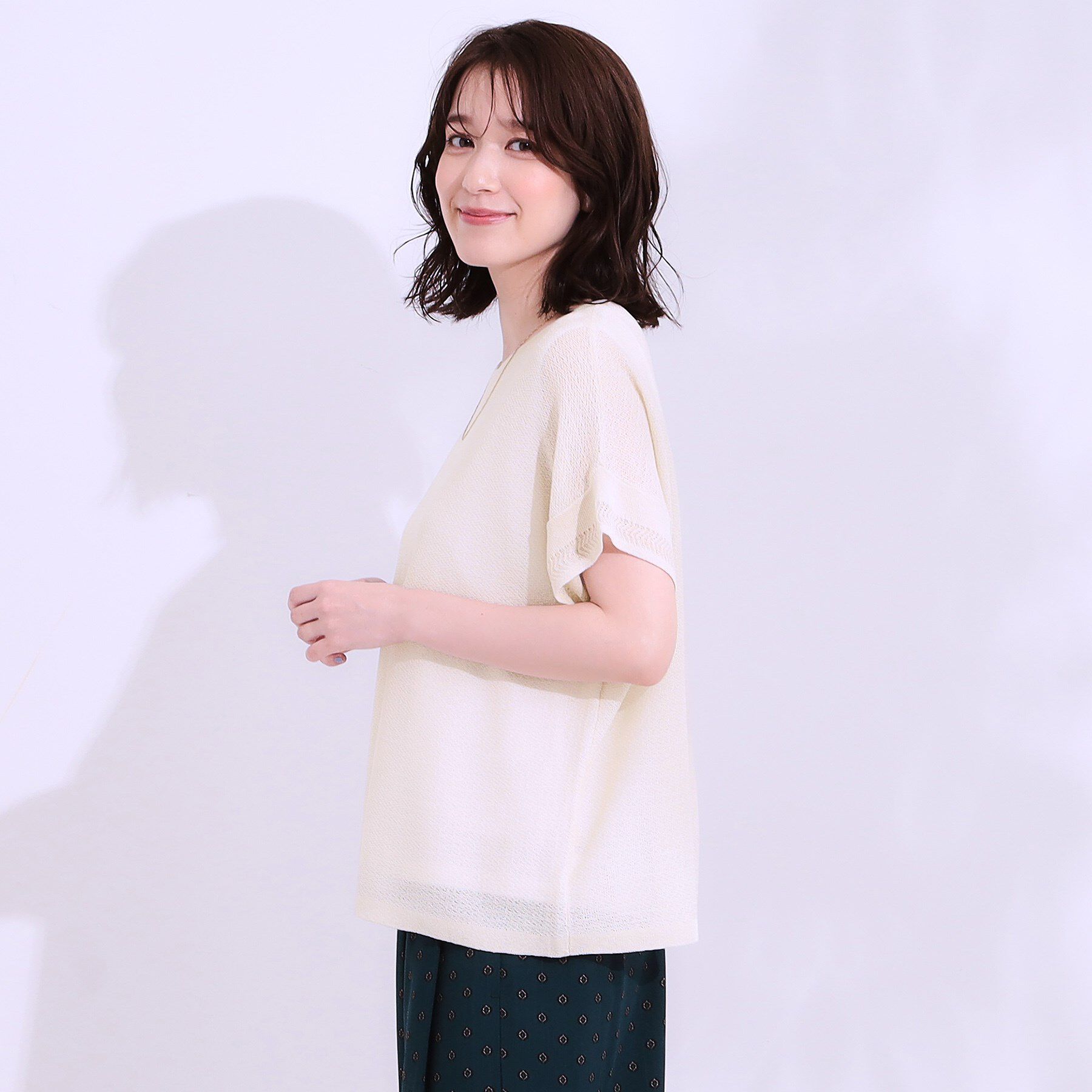 SHOO･LA･RUE「【S-LL/2点セット】涼やかに楽に決まる タンクトップ＋編み柄ニット」|その他|