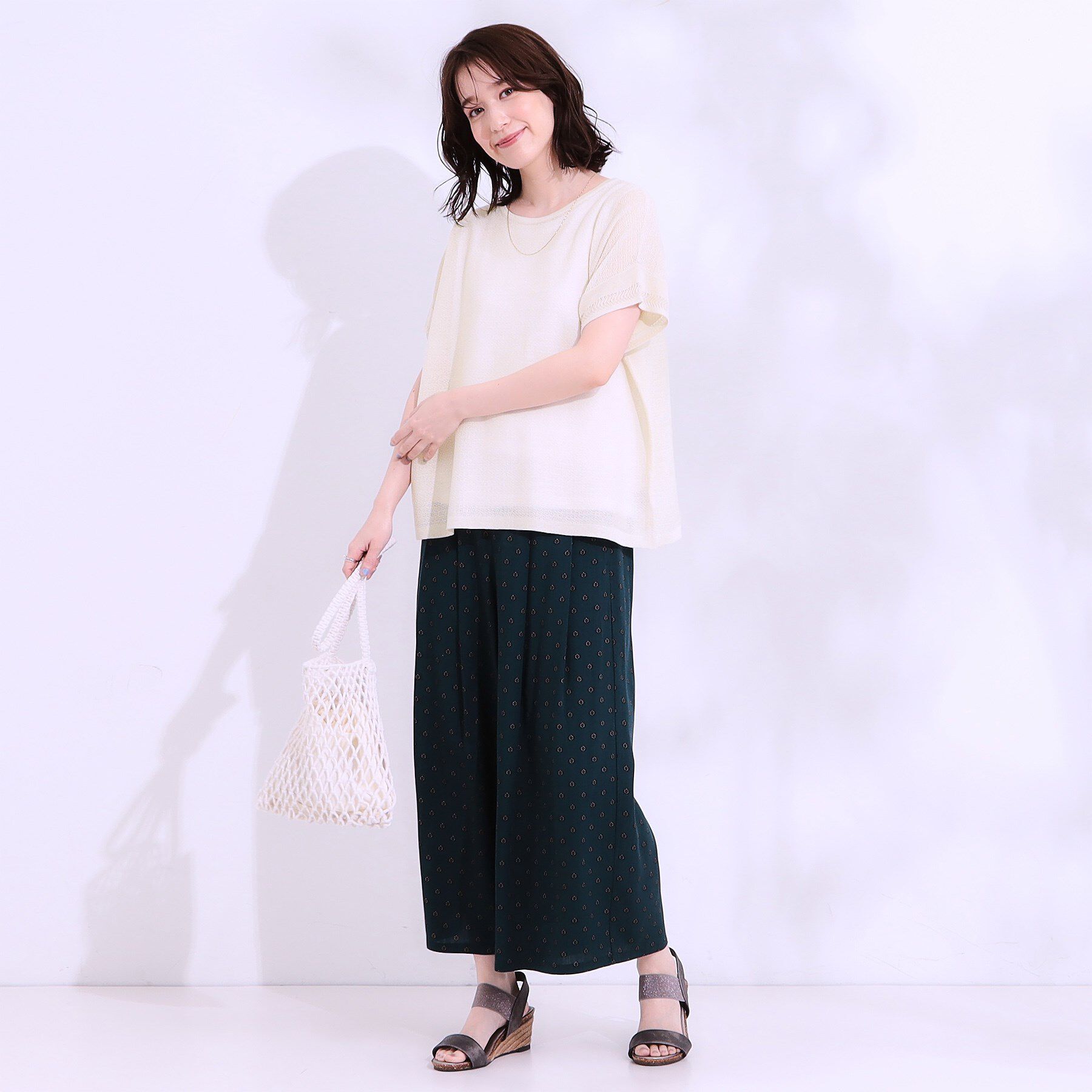 SHOO･LA･RUE「【S-LL/2点セット】涼やかに楽に決まる タンクトップ＋編み柄ニット」|その他|