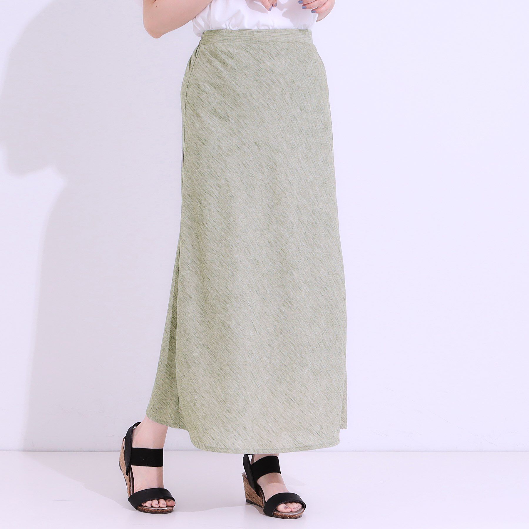 SHOO･LA･RUE「【洗える/ひんやり】さらり涼しげ セミフレアスカート」|スカート|