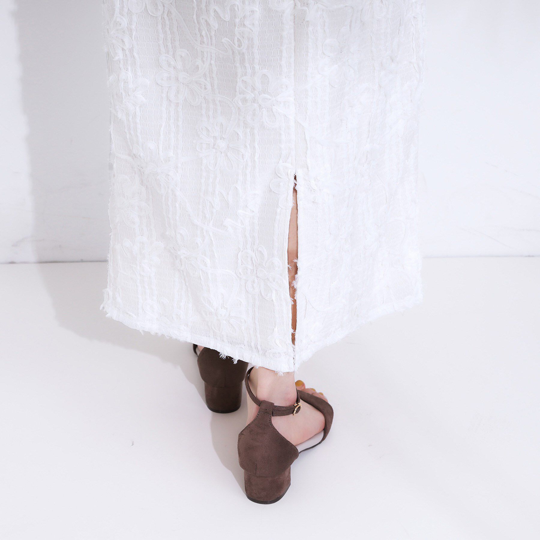 SHOO･LA･RUE「【S-LL】花柄レースナロースカート」|スカート|