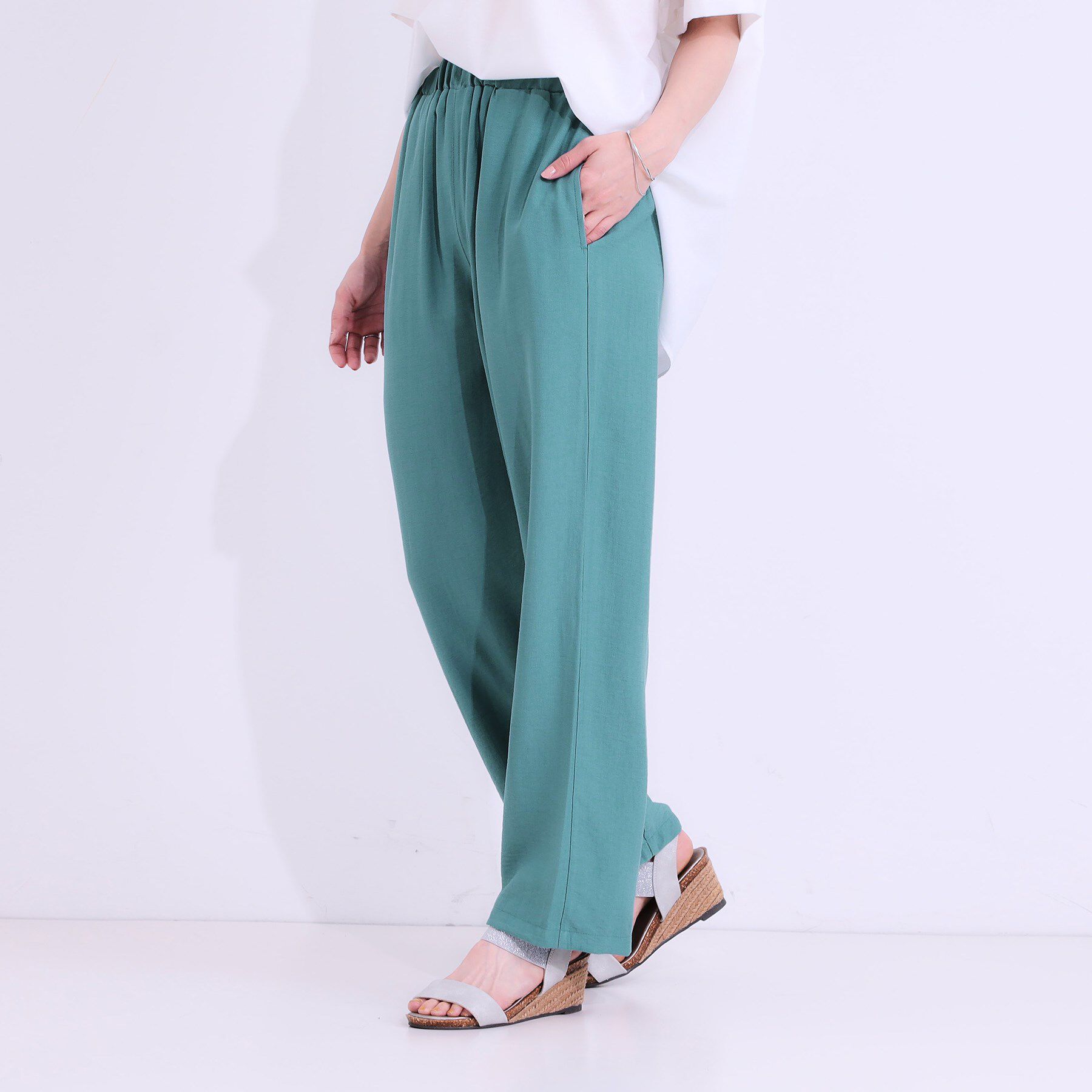 SHOO･LA･RUE「【S-LL/ひんやり】楽してきれい見え ドビースラブ ストレートパンツ」|その他|