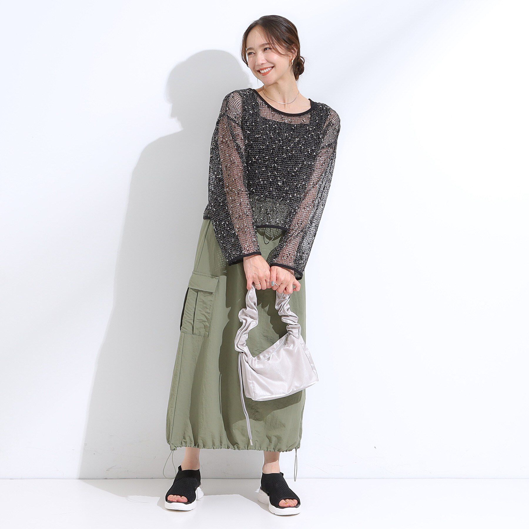 SHOO･LA･RUE「【前後2WAY】夏でもさらりと羽織れる メッシュリボンカーディガン」|カーディガン|