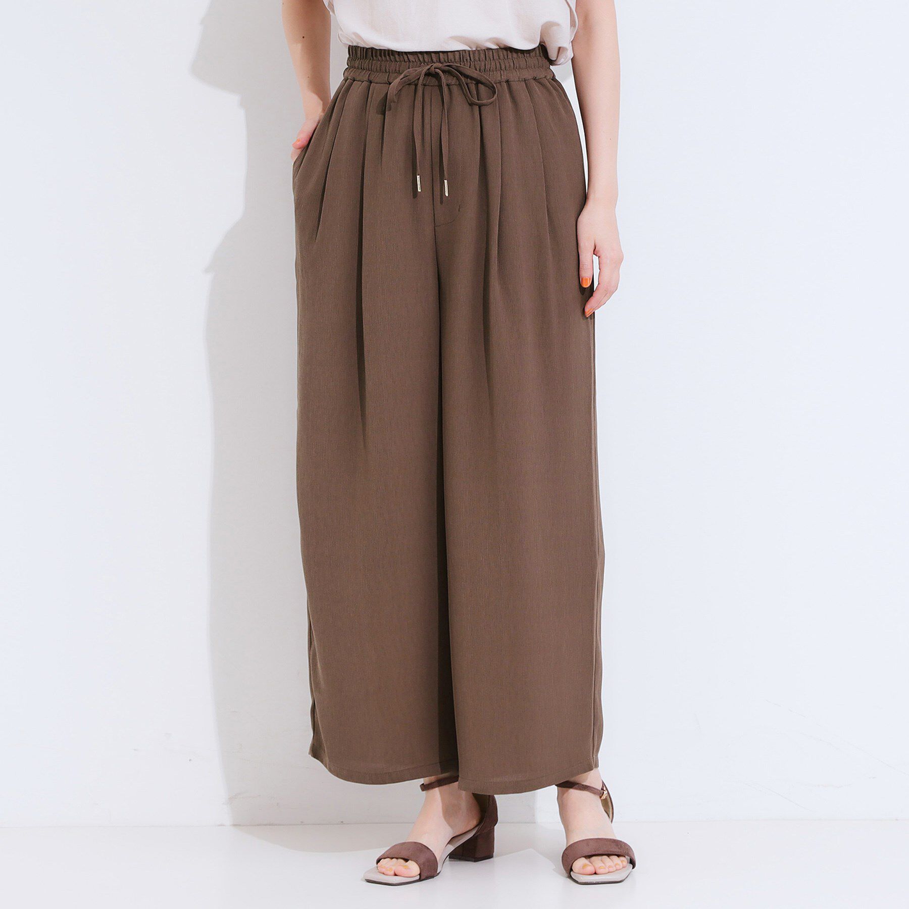 SHOO･LA･RUE「【S-LL/ひんやり】さらりと涼やか イージーワイドパンツ」|その他|