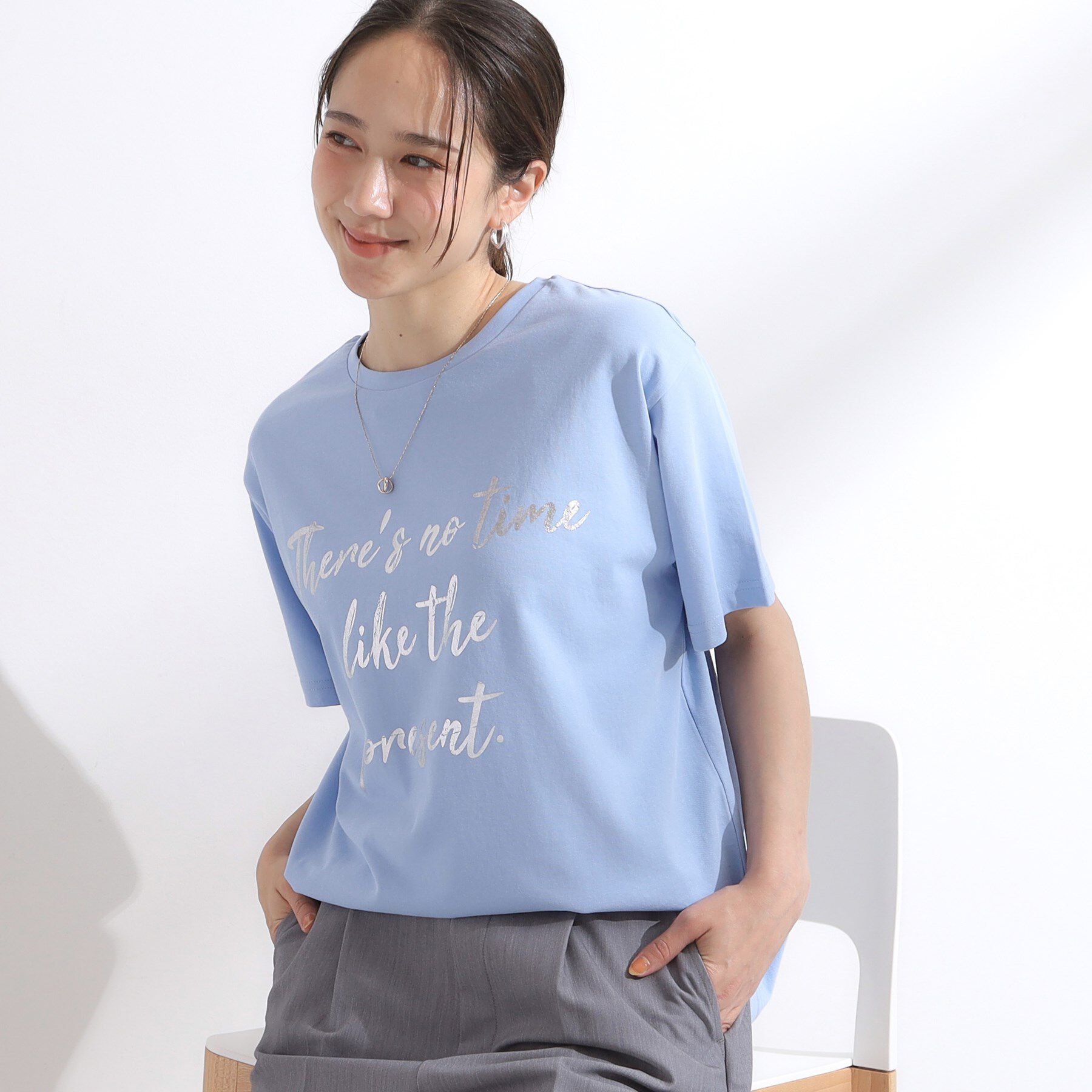 SHOO･LA･RUE「【S-LL/ひんやり/UV】選べる6柄でそれぞれ欲しくなる プリントTシャツ」|Tシャツ・カットソー|ブルー(091)