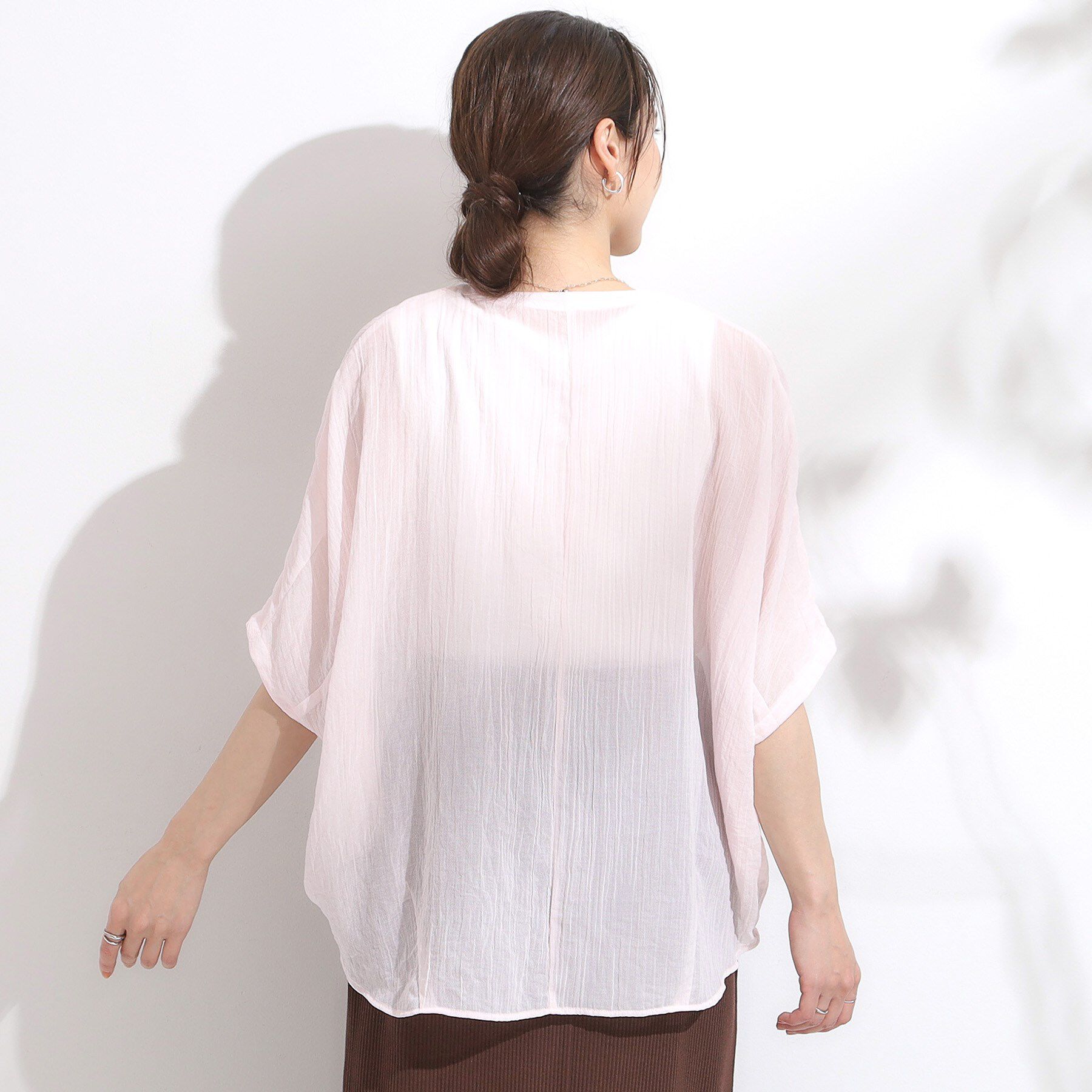 SHOO･LA･RUE「程よいシアー感 ポケットドルマン5分袖シャツ」|シャツ・ブラウス|