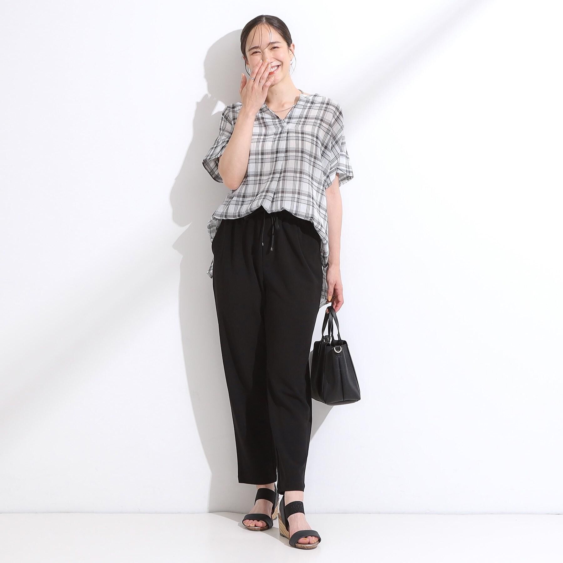 SHOO･LA･RUE「【S-LL】きれいに体型カバー さらシャリコットン スキッパーシャツ」|シャツ・ブラウス|