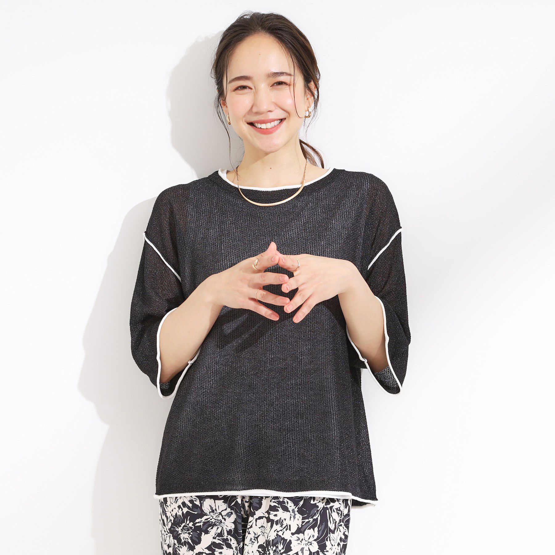 SHOO･LA･RUE「【S-LL/2点セット】配色使いがアクセント 半袖ニット+タンクトップ」|その他|