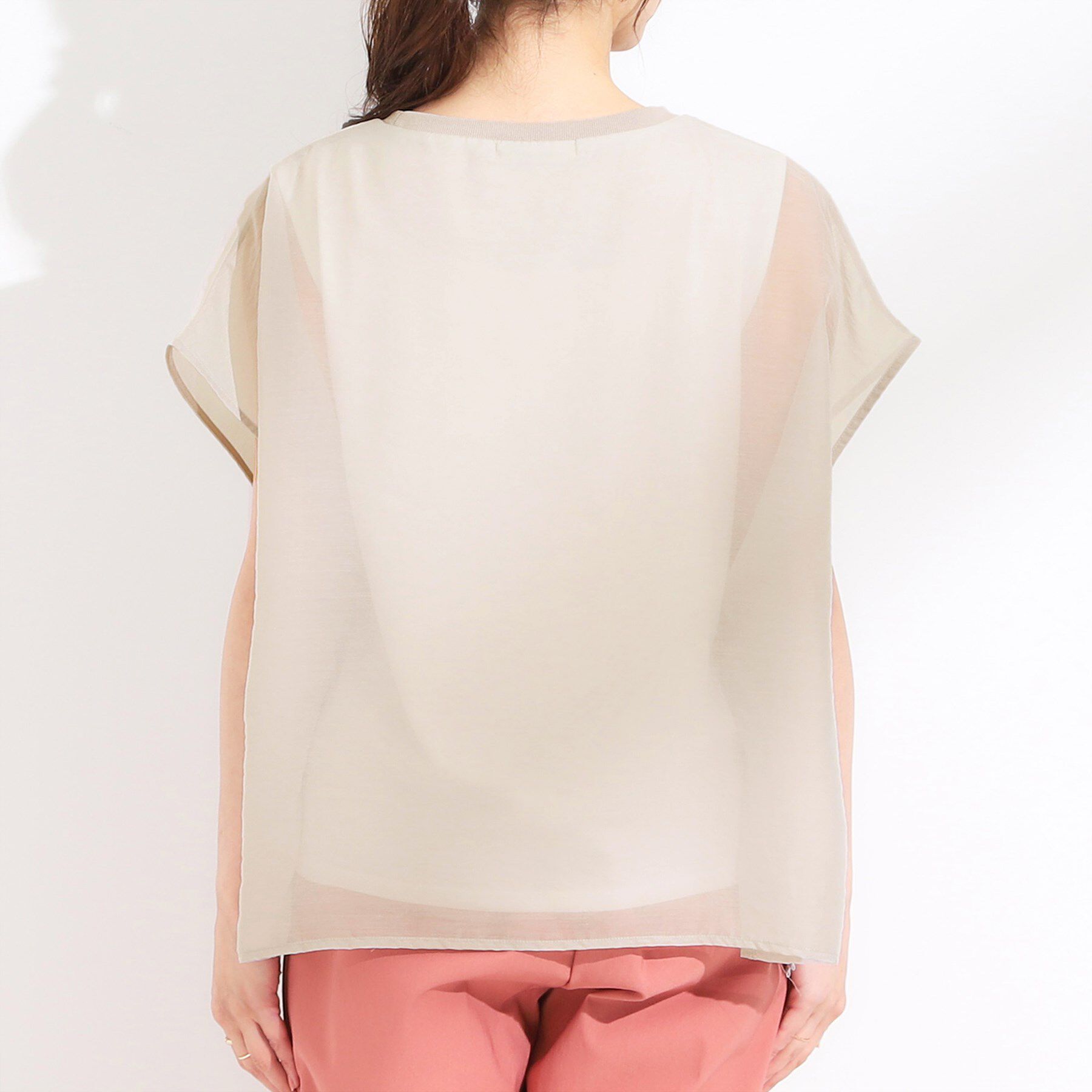 SHOO･LA･RUE「【洗える/S-LL】上品なシアー感 レイヤード風トップス」|シャツ・ブラウス|