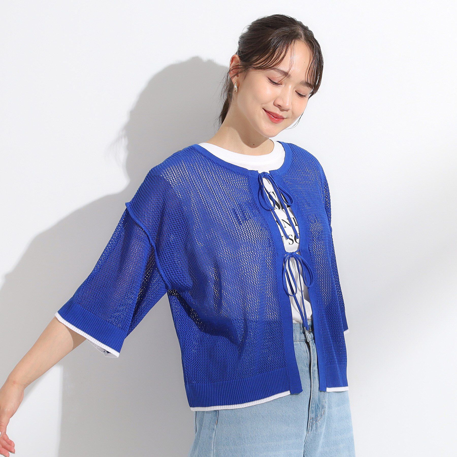 SHOO･LA･RUE「【2点セット/S-LL】メッシュリボン2WAYニット&times;フレンチスリーブTシャツ」|その他|