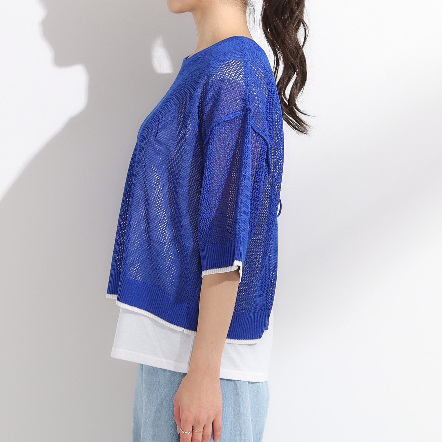 SHOO･LA･RUE「【2点セット/S-LL】メッシュリボン2WAYニット&times;フレンチスリーブTシャツ」|その他|