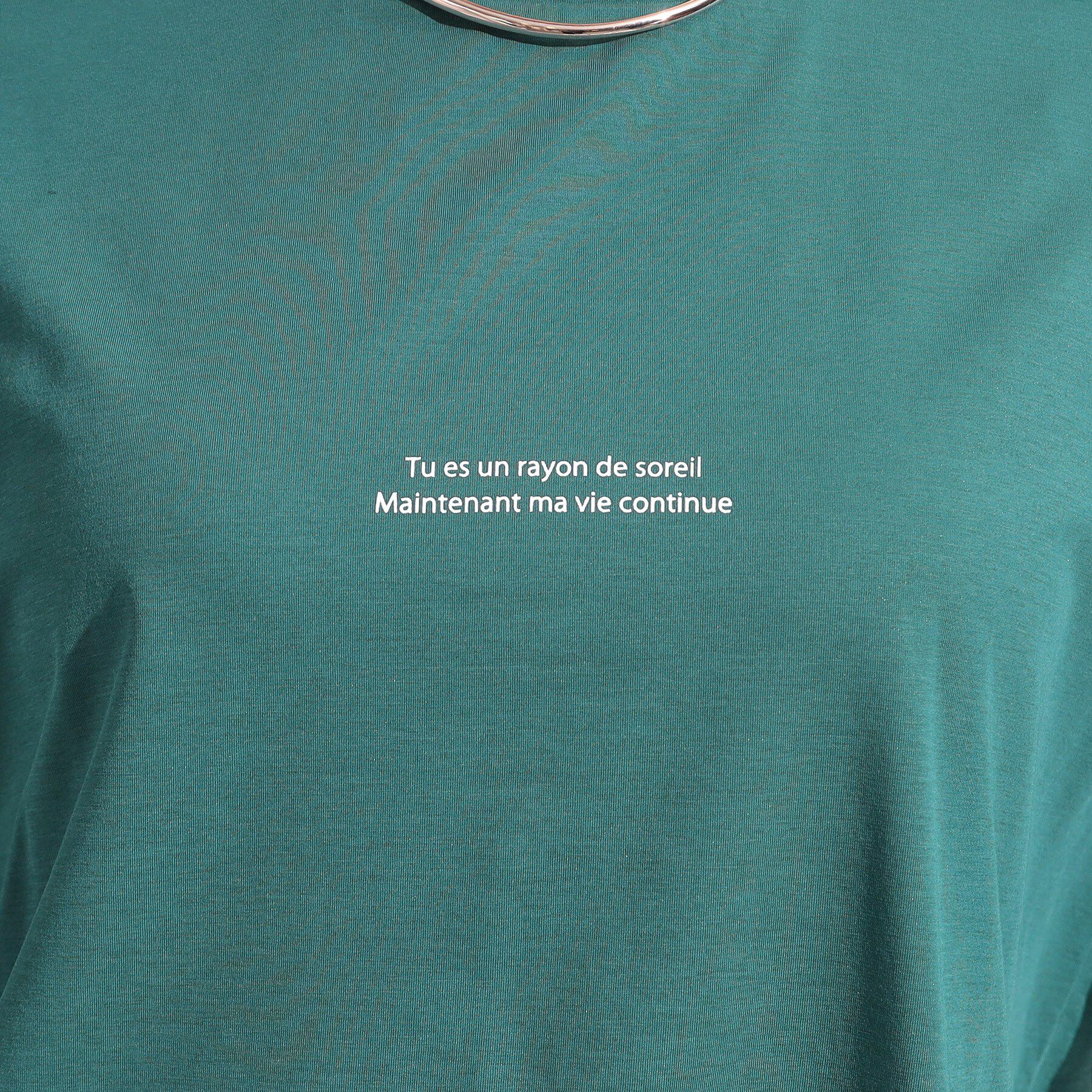 SHOO･LA･RUE「【S-LL/ひんやり/二の腕カバー】華やかさをプラスする お袖フリルTシャツ」|Tシャツ・カットソー|