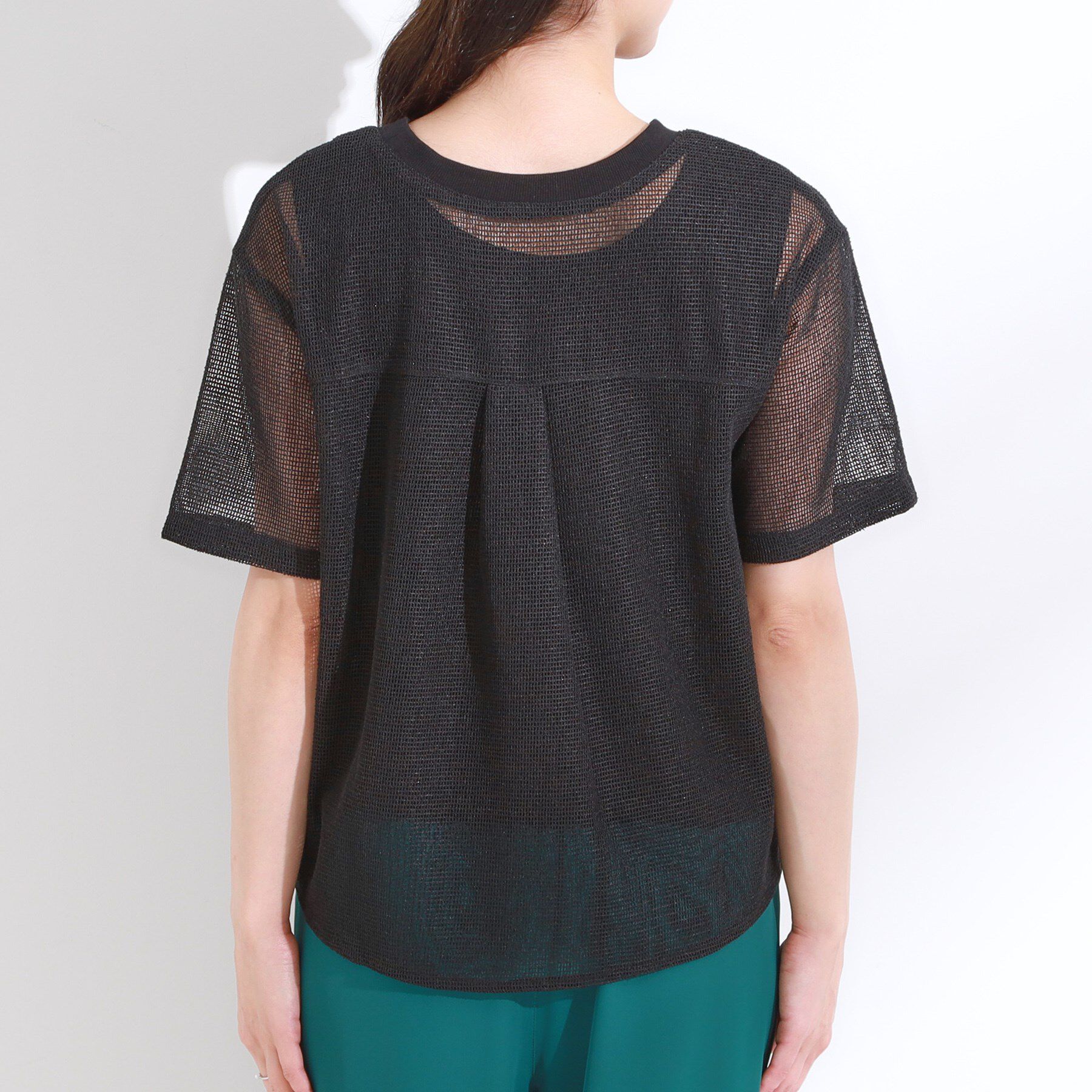 SHOO･LA･RUE「【S-LL】メッシュ素材で大人ヘルシー ポケット付きデザイントップス」|Tシャツ・カットソー|