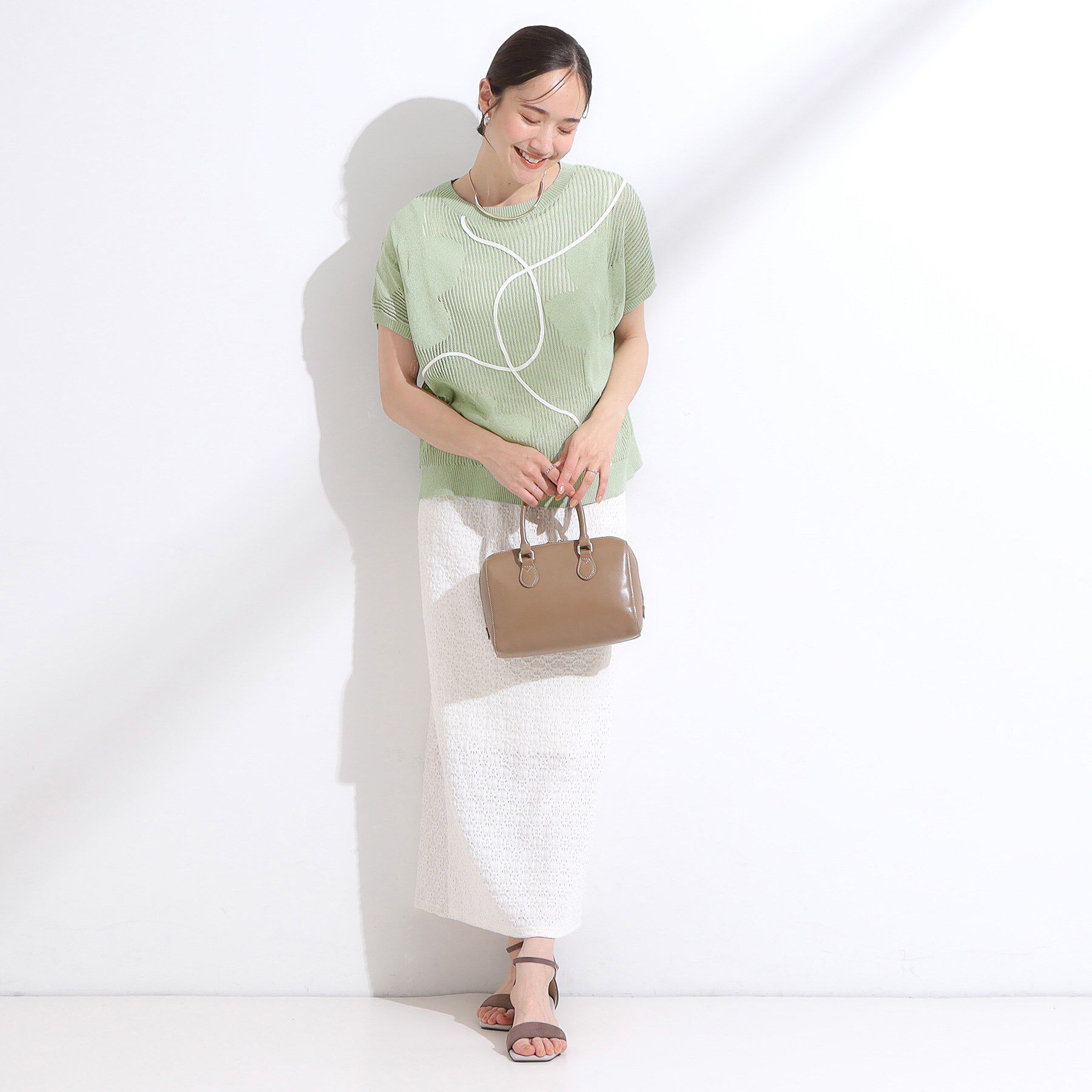 SHOO･LA･RUE「【S-LL】にょろにょろ刺繍 透かし編みニット」|ニット・セーター|