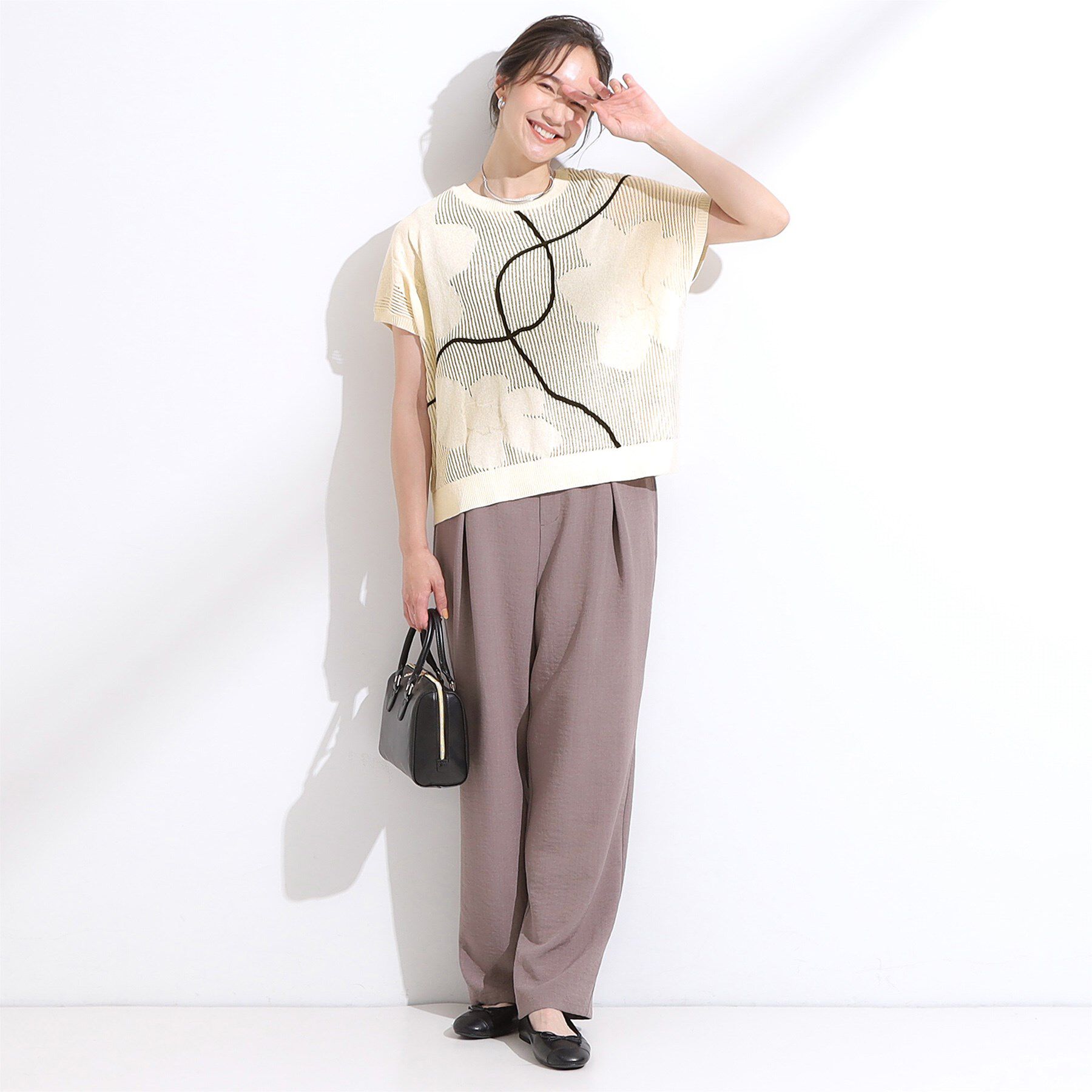 SHOO･LA･RUE「【S-LL】にょろにょろ刺繍 透かし編みニット」|ニット・セーター|