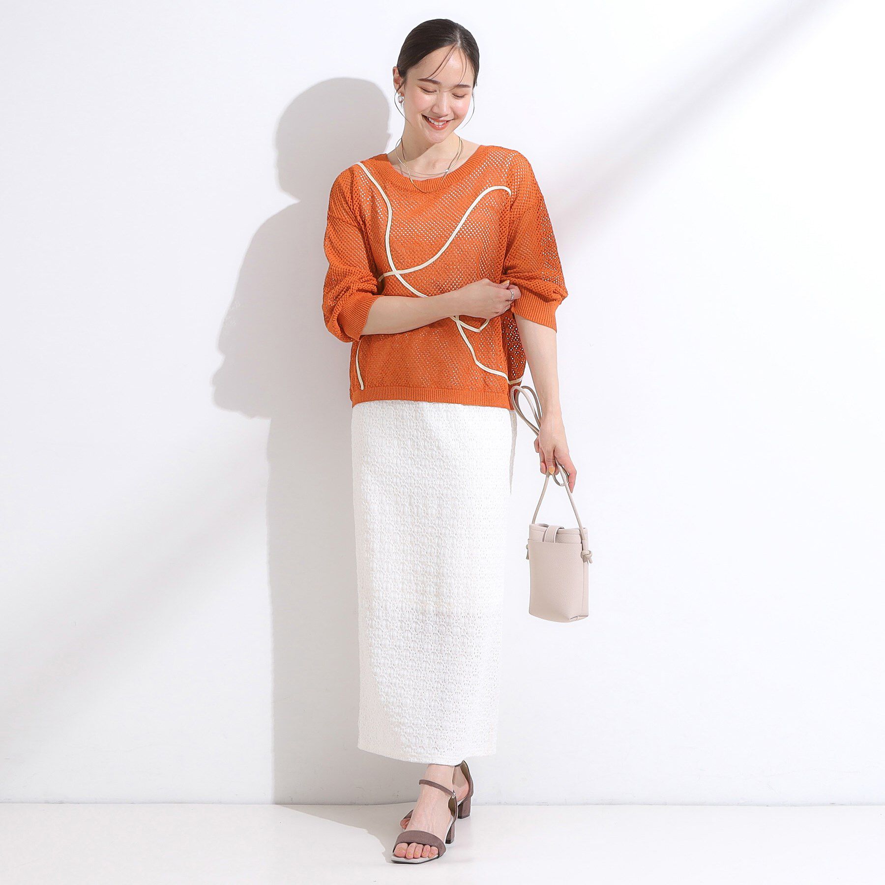 SHOO･LA･RUE「【前後2WAY/S-LL】にょろにょろ刺繍メッシュカーディガン」|カーディガン|