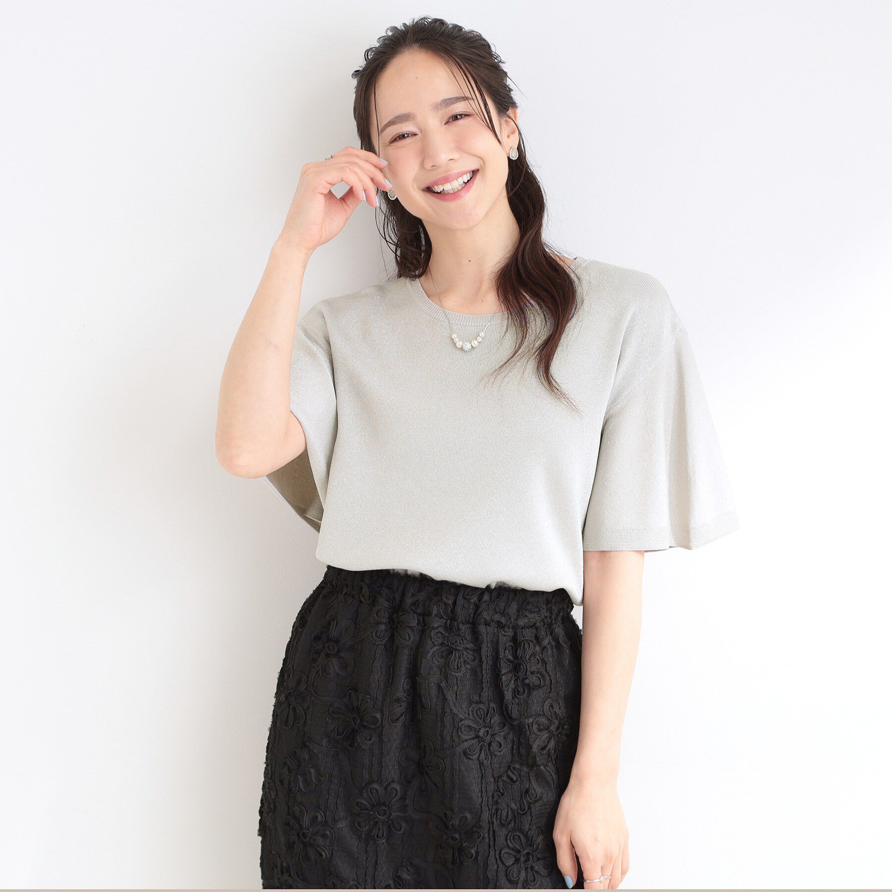 SHOO･LA･RUE「【S-LL】二の腕はカバーして魅せる フレアスリーブニット」|ニット・セーター|