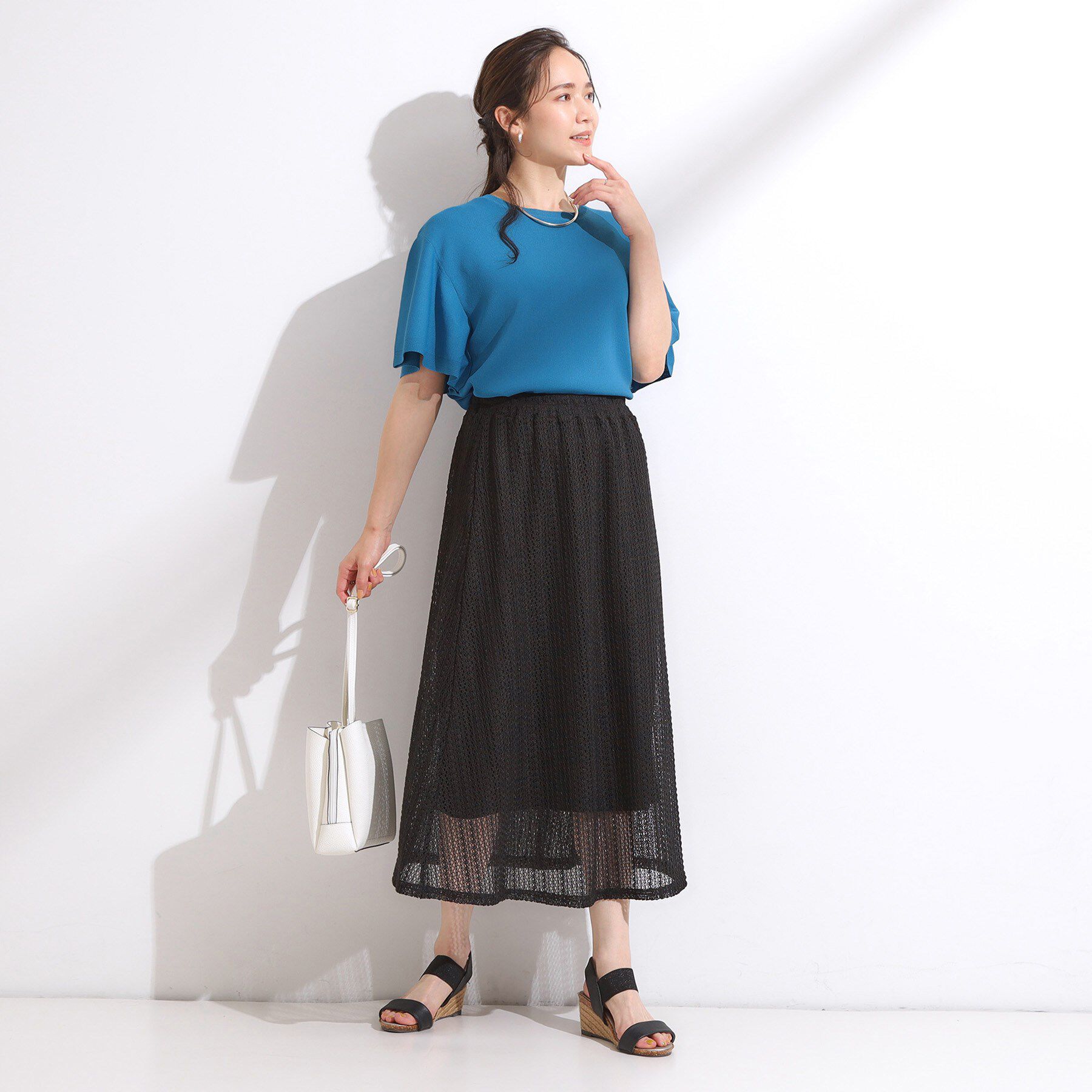 SHOO･LA･RUE「【S-LL】二の腕はカバーして魅せる フレアスリーブニット」|ニット・セーター|