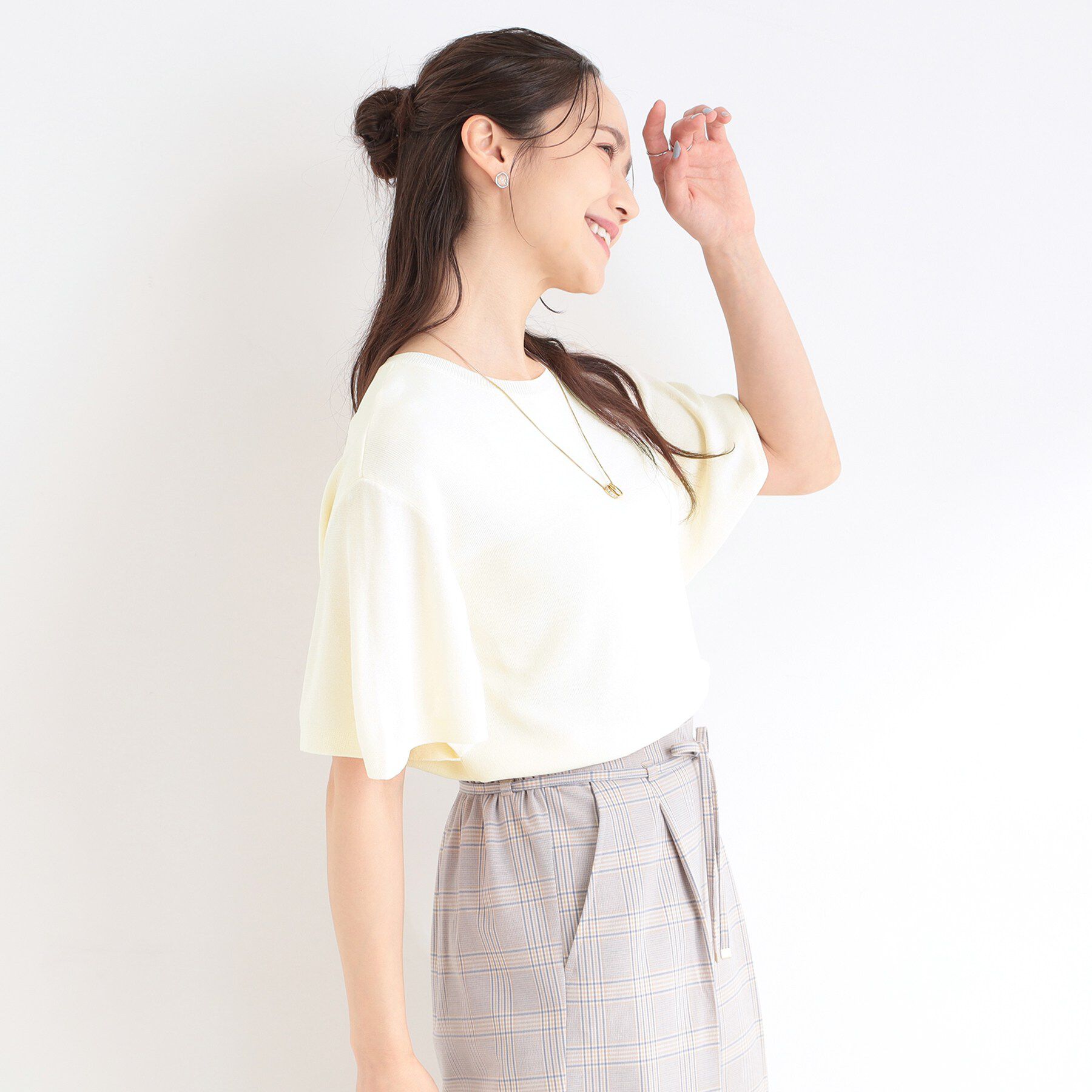 SHOO･LA･RUE「【S-LL】二の腕はカバーして魅せる フレアスリーブニット」|ニット・セーター|