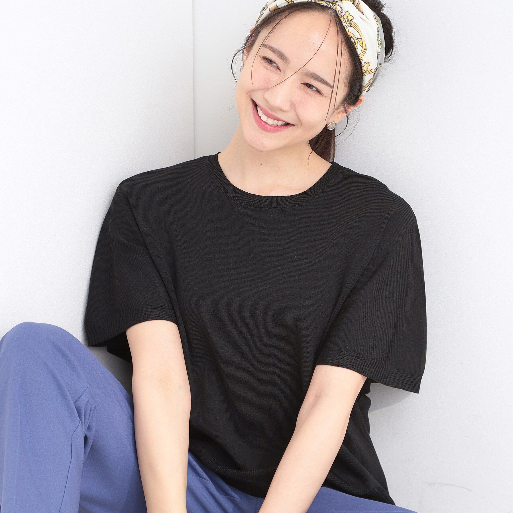 SHOO･LA･RUE「【S-LL】二の腕はカバーして魅せる フレアスリーブニット」|ニット・セーター|ブラック(019)