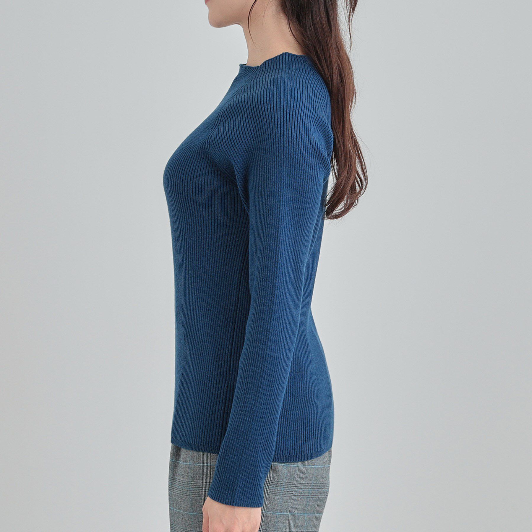 SHOO･LA･RUE「【絶妙なゆるピタ/洗濯機可】ちくちくしにくい リブハイネックやわらかニット」|ニット・セーター|