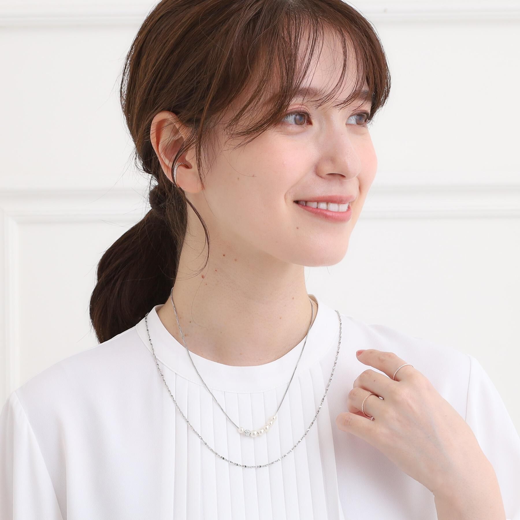 SHOO･LA･RUE「【セレモニー/2本セット】3WAYで楽しめる フェイクパール付きネックレス」|ネックレス|