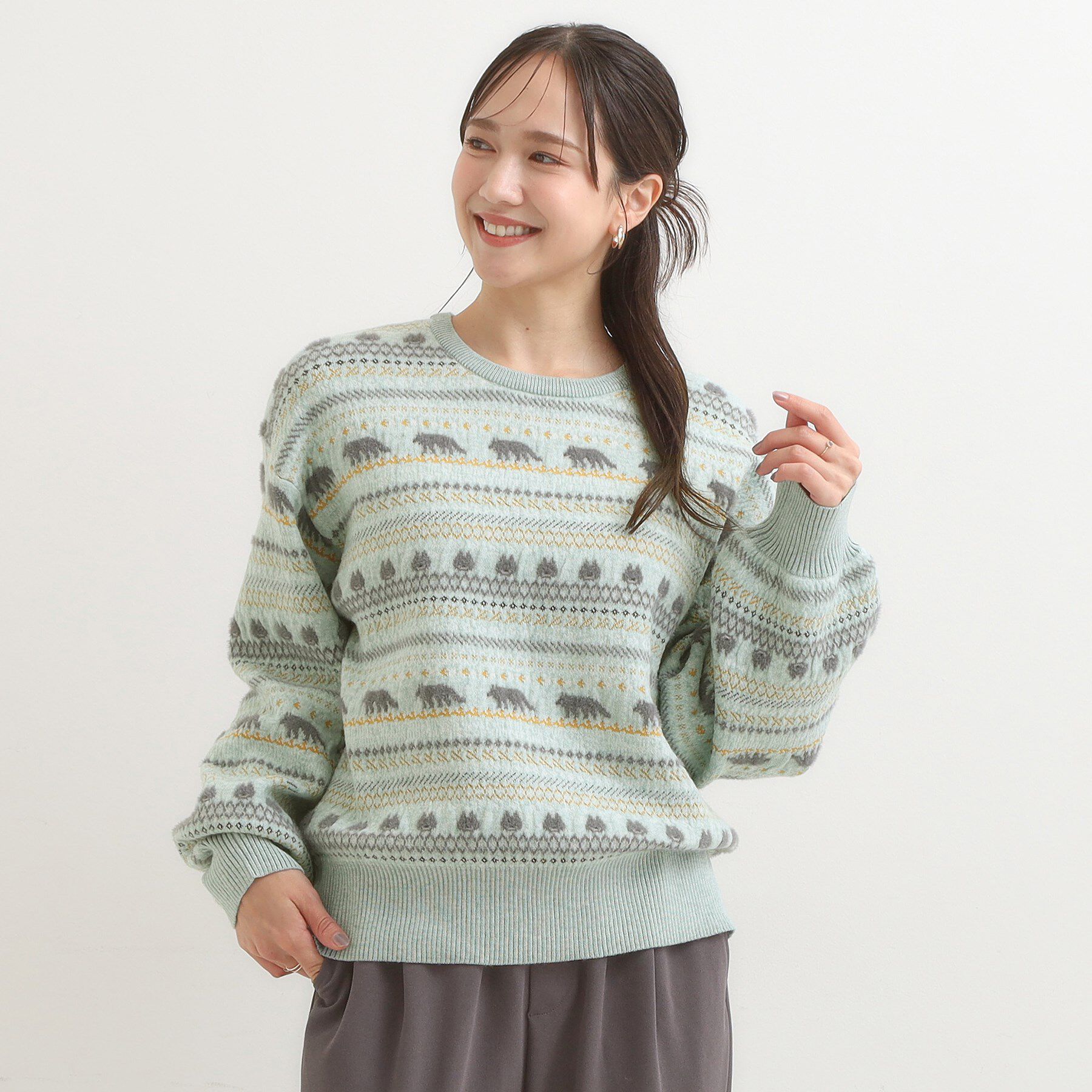 SHOO･LA･RUE「【旭山動物園応援商品】ノルディック柄 モールニット」|ニット・セーター|