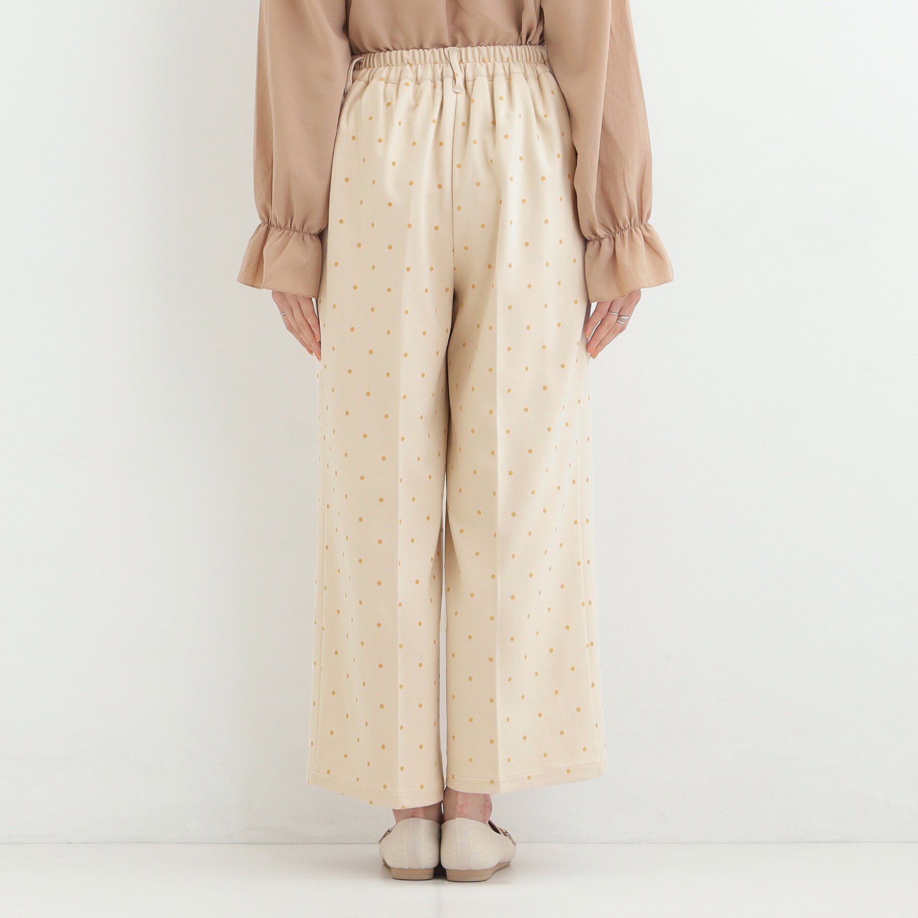 SHOO･LA･RUE「【S-LL】きれい見えも叶う フロッキードットワイドパンツ」|その他|